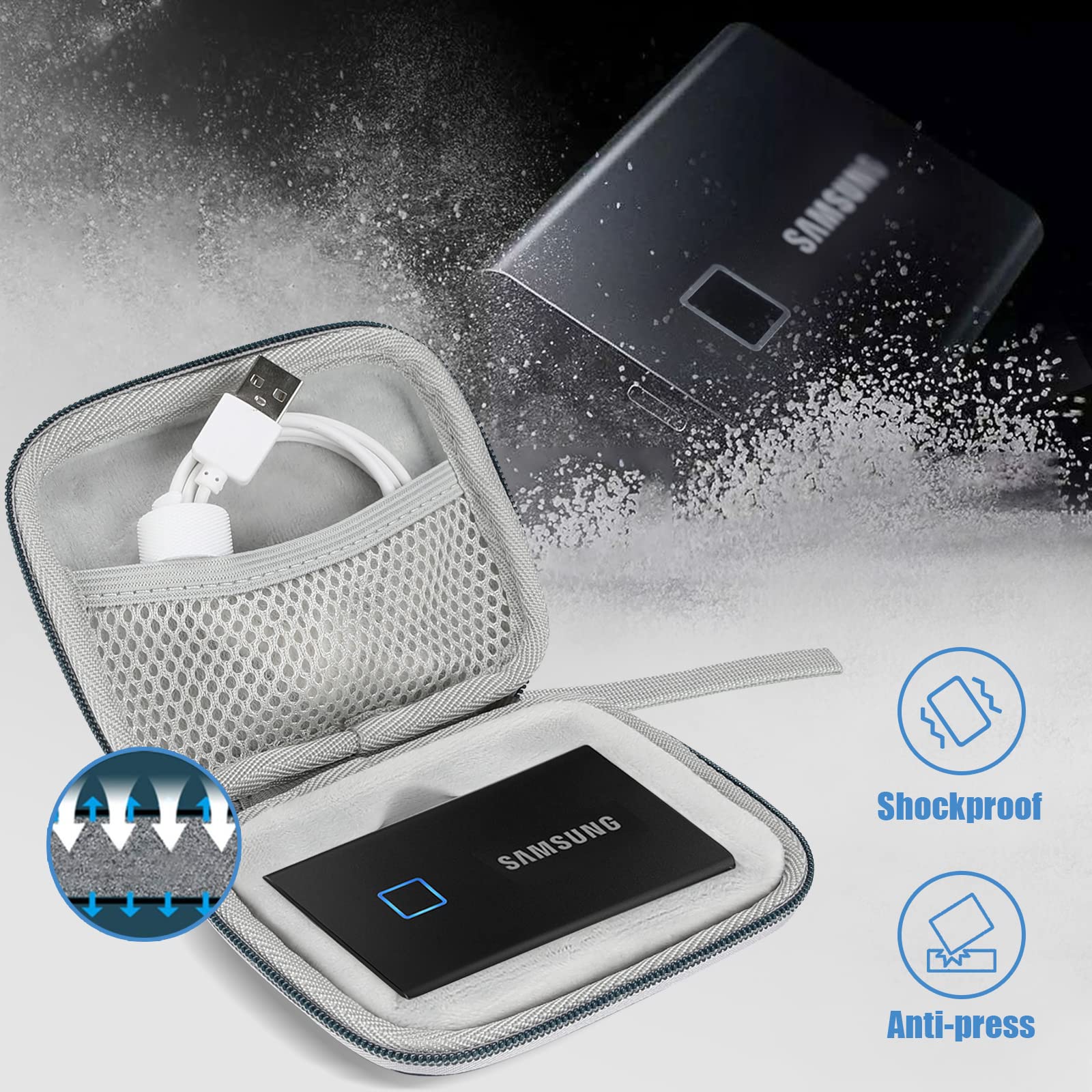 Foto 7 pulgar | Funda De Transporte Procase Para Samsung T7/t7 Touch Ssd Con Cable T - Venta Internacional.