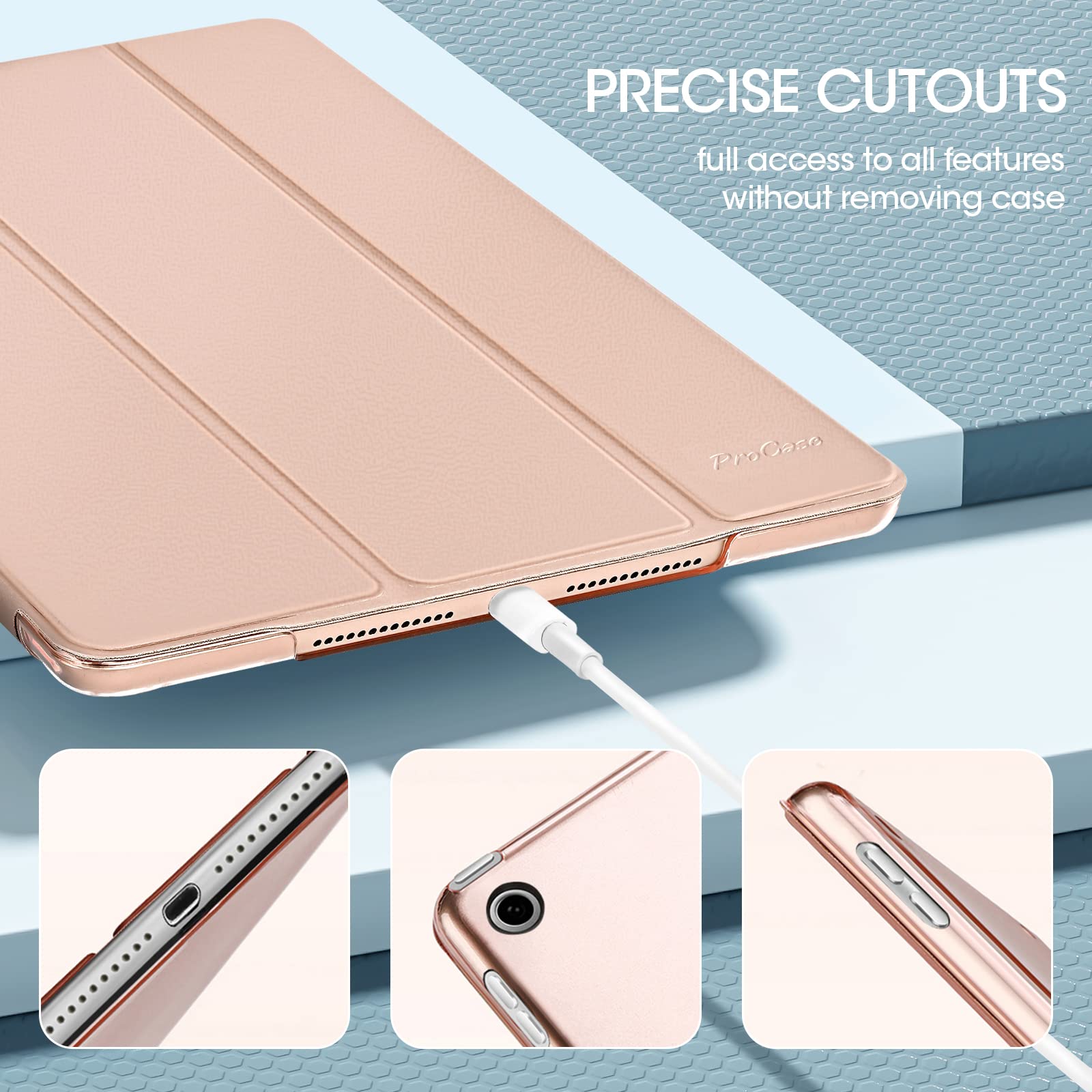 Foto 7 pulgar | Funda Procase Para Ipad De 9ª, 8ª Y 7ª Generación De 10,2 Pulgadas, Color Oro Rosa - Venta Internacional.
