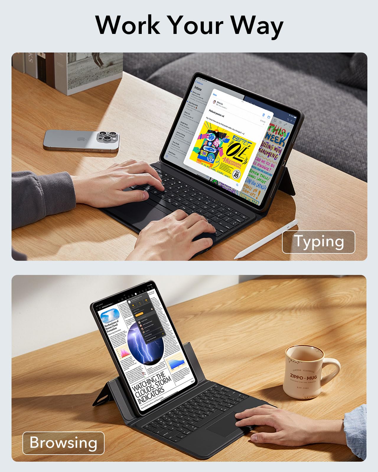 Foto 4 pulgar | Funda Con Teclado Esr Para Ipad Air De 13 Pulgadas Con Panel Táctil, Color Negro - Venta Internacional.