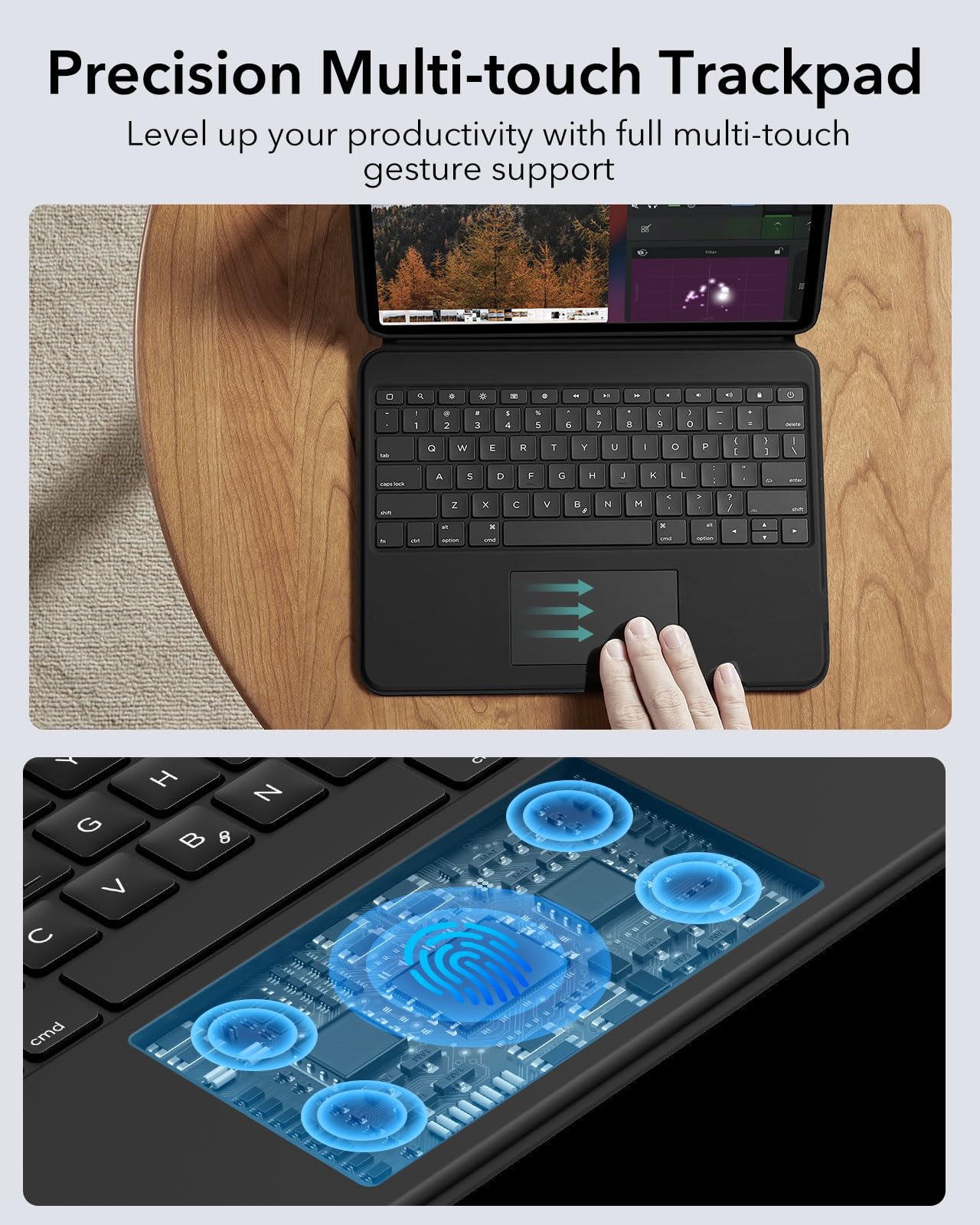 Foto 6 pulgar | Funda Con Teclado Esr Para Ipad Air De 13 Pulgadas Con Panel Táctil, Color Negro - Venta Internacional.