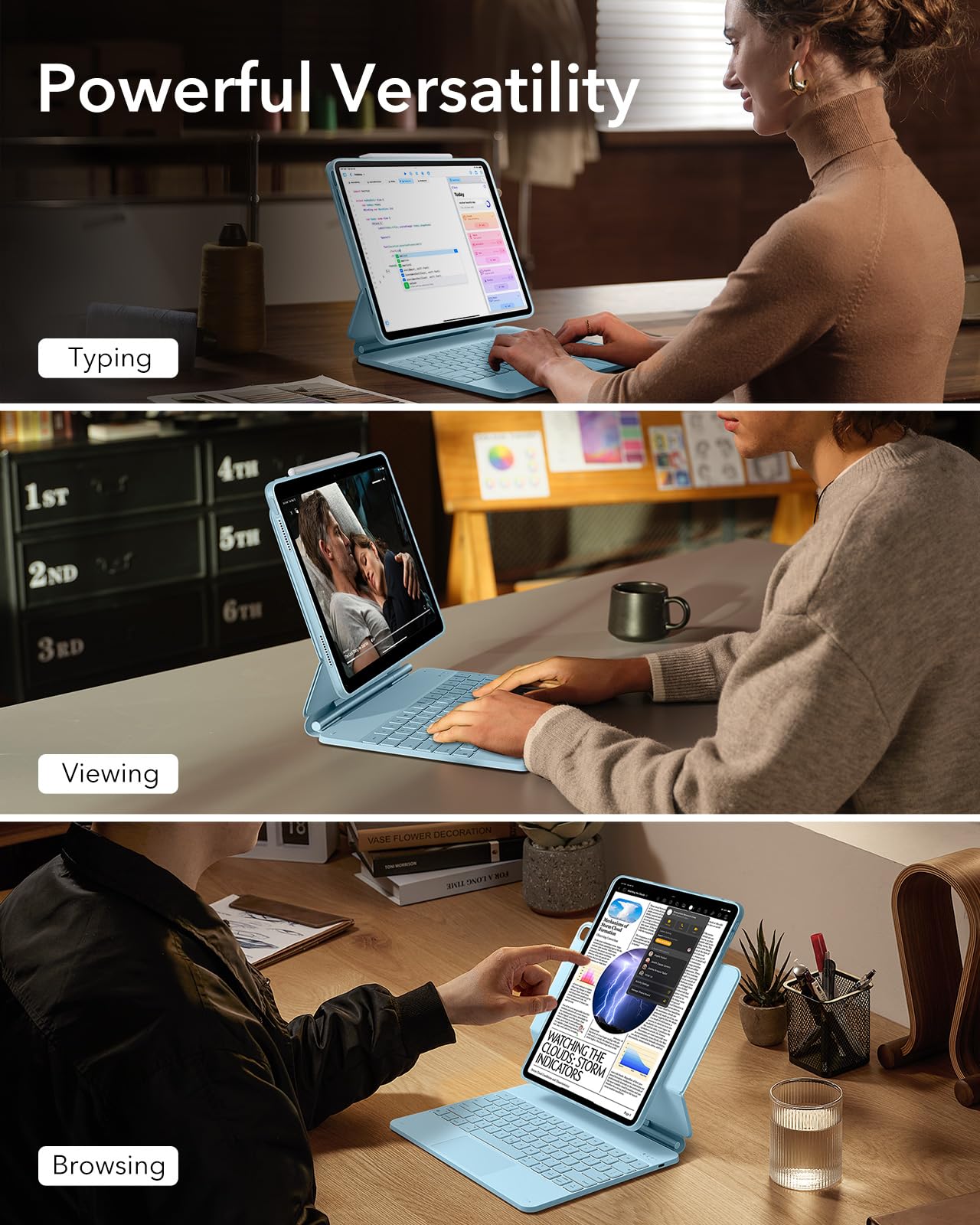 Foto 4 pulgar | Funda Ipad Air Con Teclado Esr Rebound Serie 360, Color Azul - Venta Internacional.