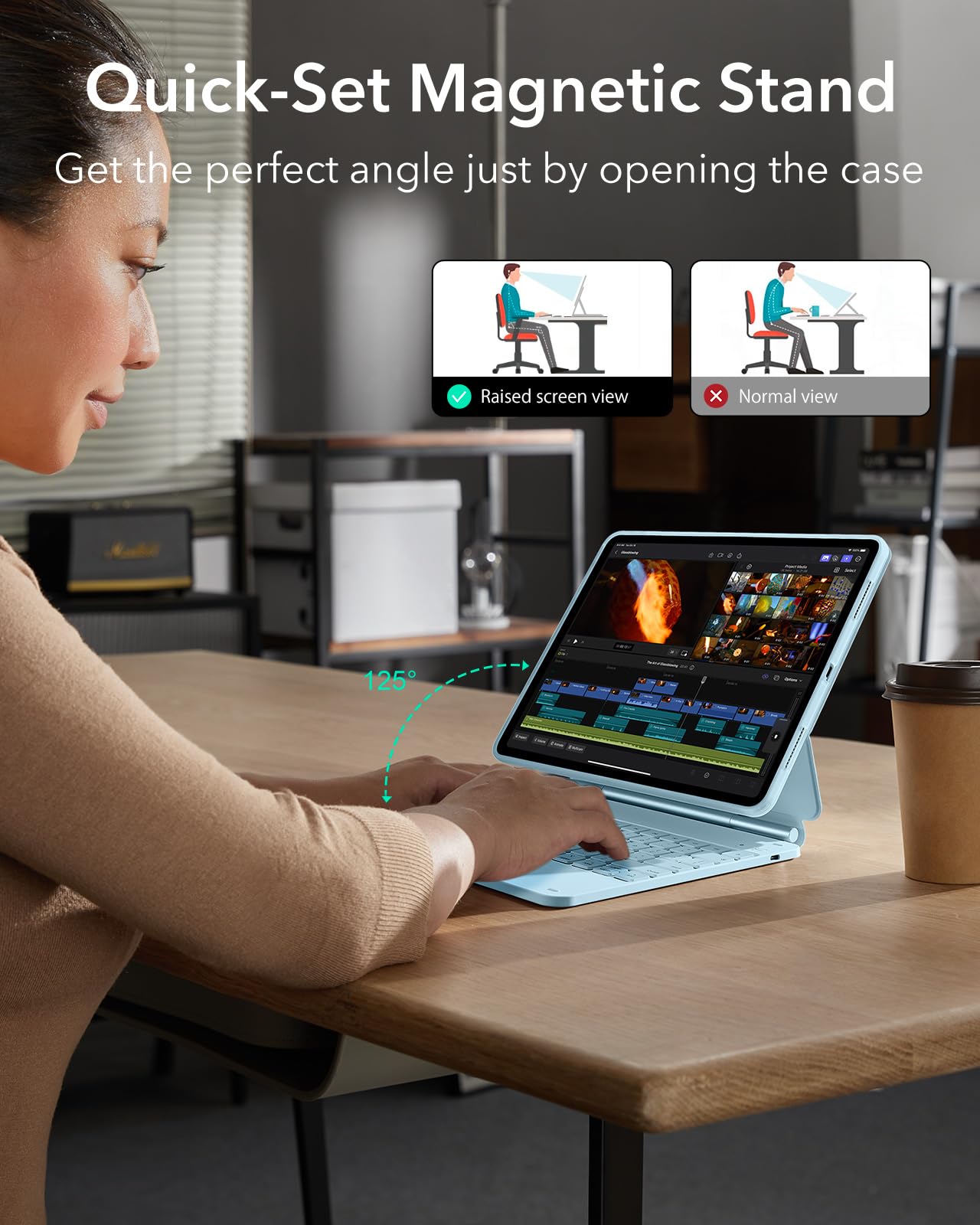 Foto 6 pulgar | Funda Ipad Air Con Teclado Esr Rebound Serie 360, Color Azul - Venta Internacional.