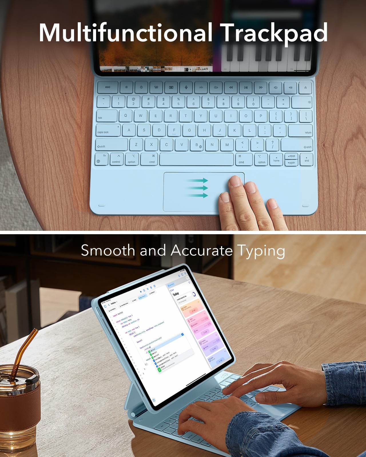 Foto 7 pulgar | Funda Ipad Air Con Teclado Esr Rebound Serie 360, Color Azul - Venta Internacional.