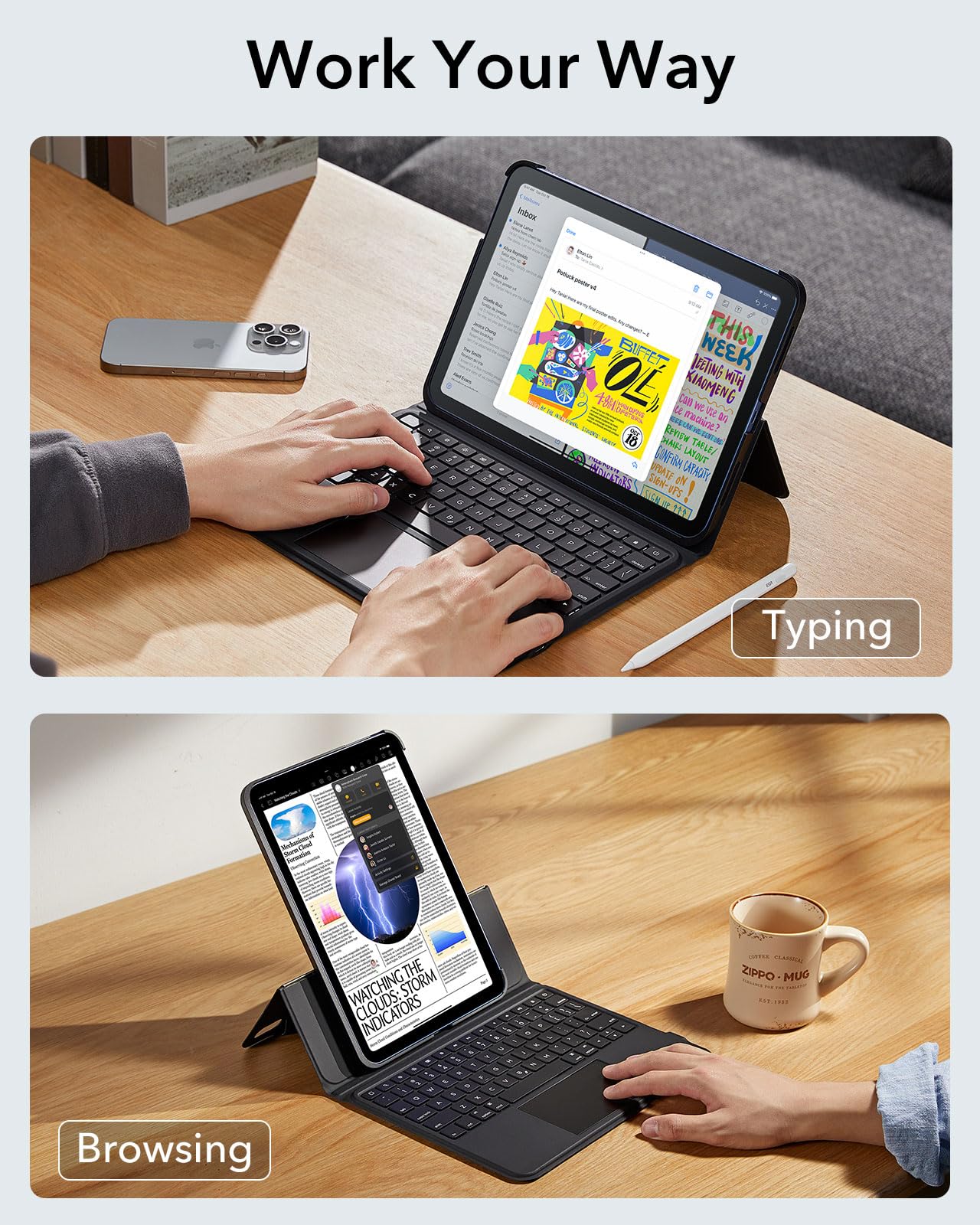 Foto 3 | Funda Con Teclado Y Panel Táctil Para Ipad De 11ª Y 10ª Generación - Venta Internacional.