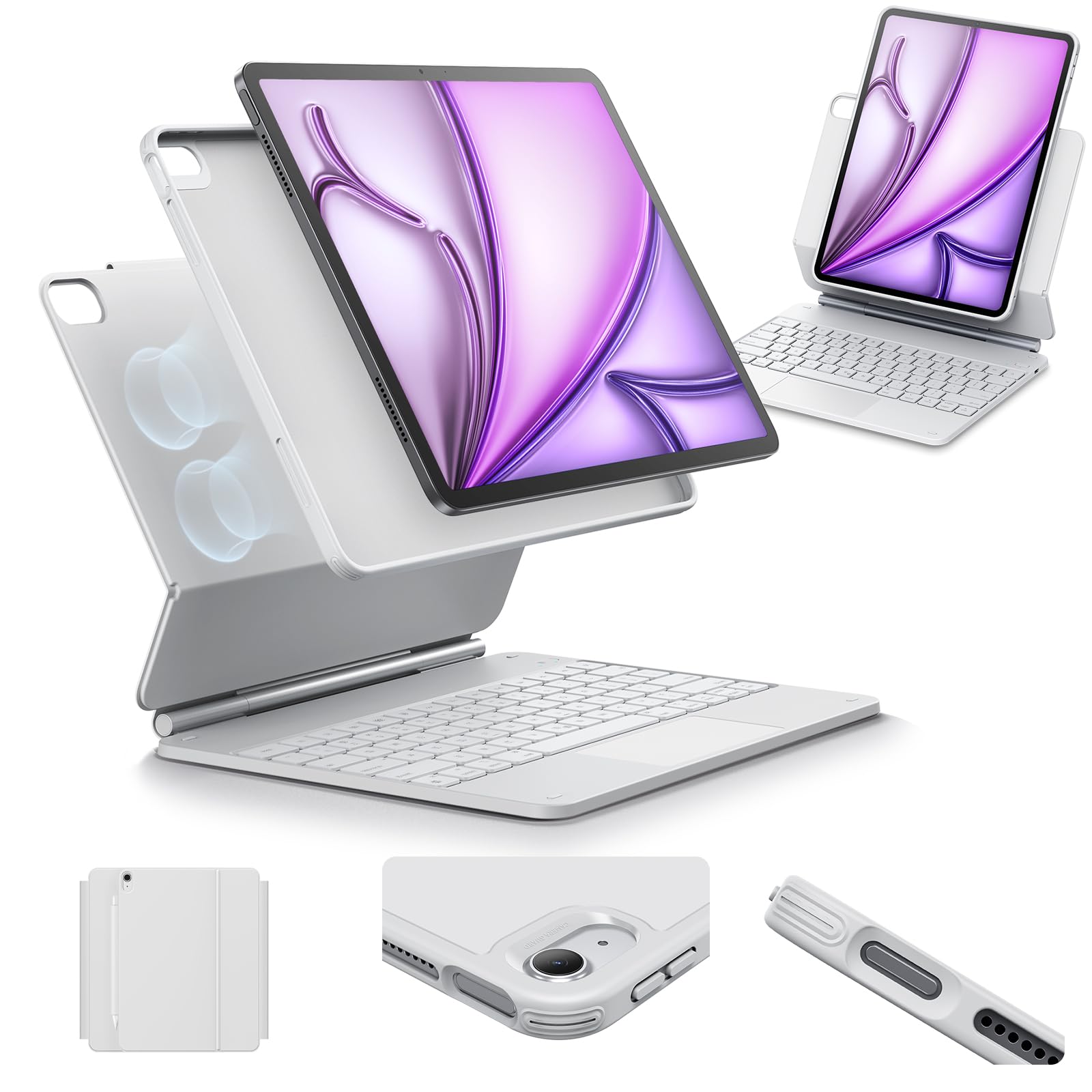 Foto 2 pulgar | Funda Con Teclado Esr Para Ipad Air De 13 Pulgadas Con Panel Táctil, Color Blanco - Venta Internacional.