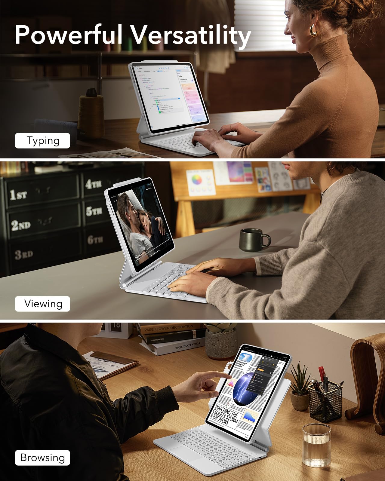 Foto 4 pulgar | Funda Con Teclado Esr Para Ipad Air De 13 Pulgadas Con Panel Táctil, Color Blanco - Venta Internacional.