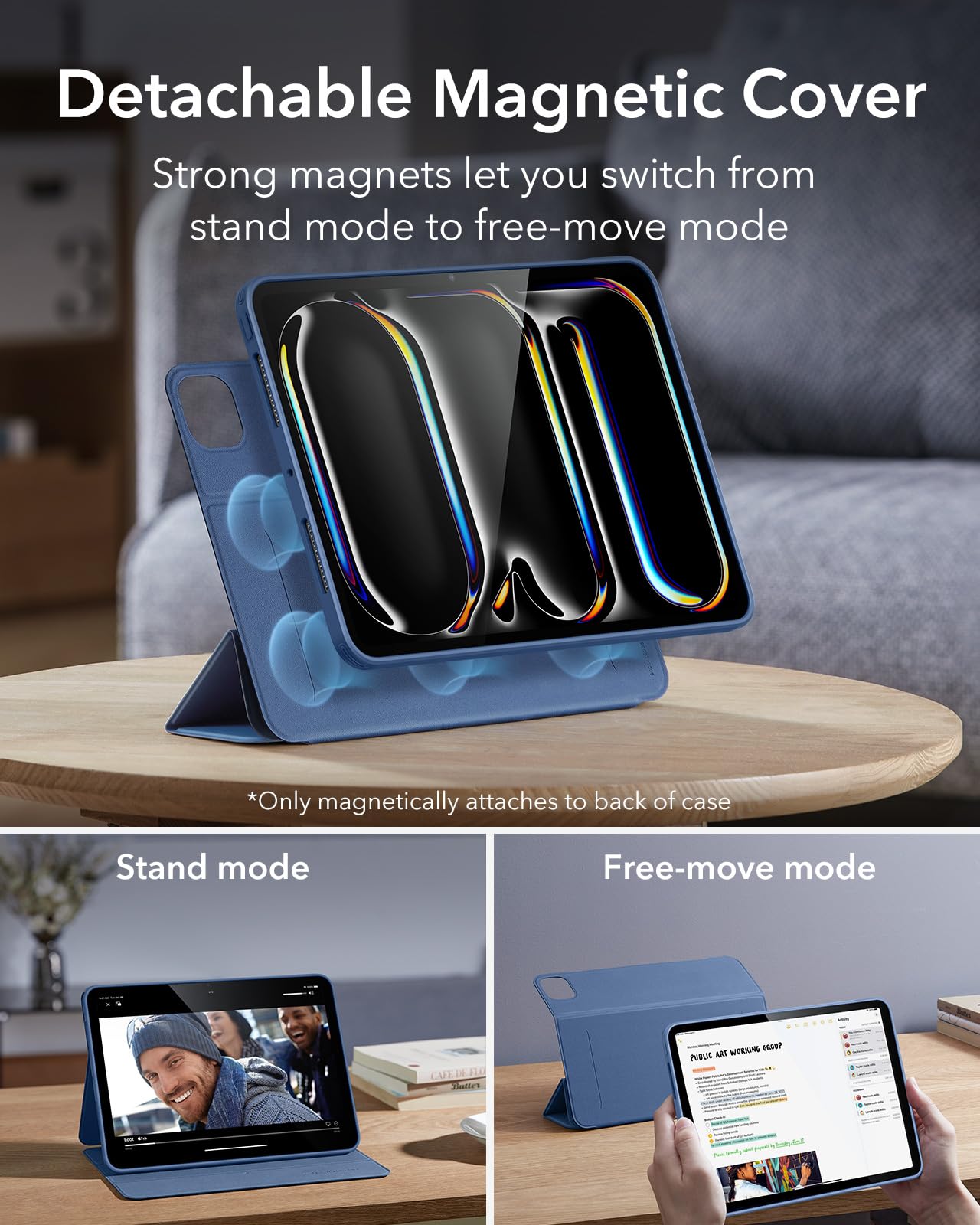 Foto 4 | Funda Esr Para Ipad Pro 11 2024 5.ª Generación Con Soporte Para Lápices, Color Azul Marino - Venta Internacional.