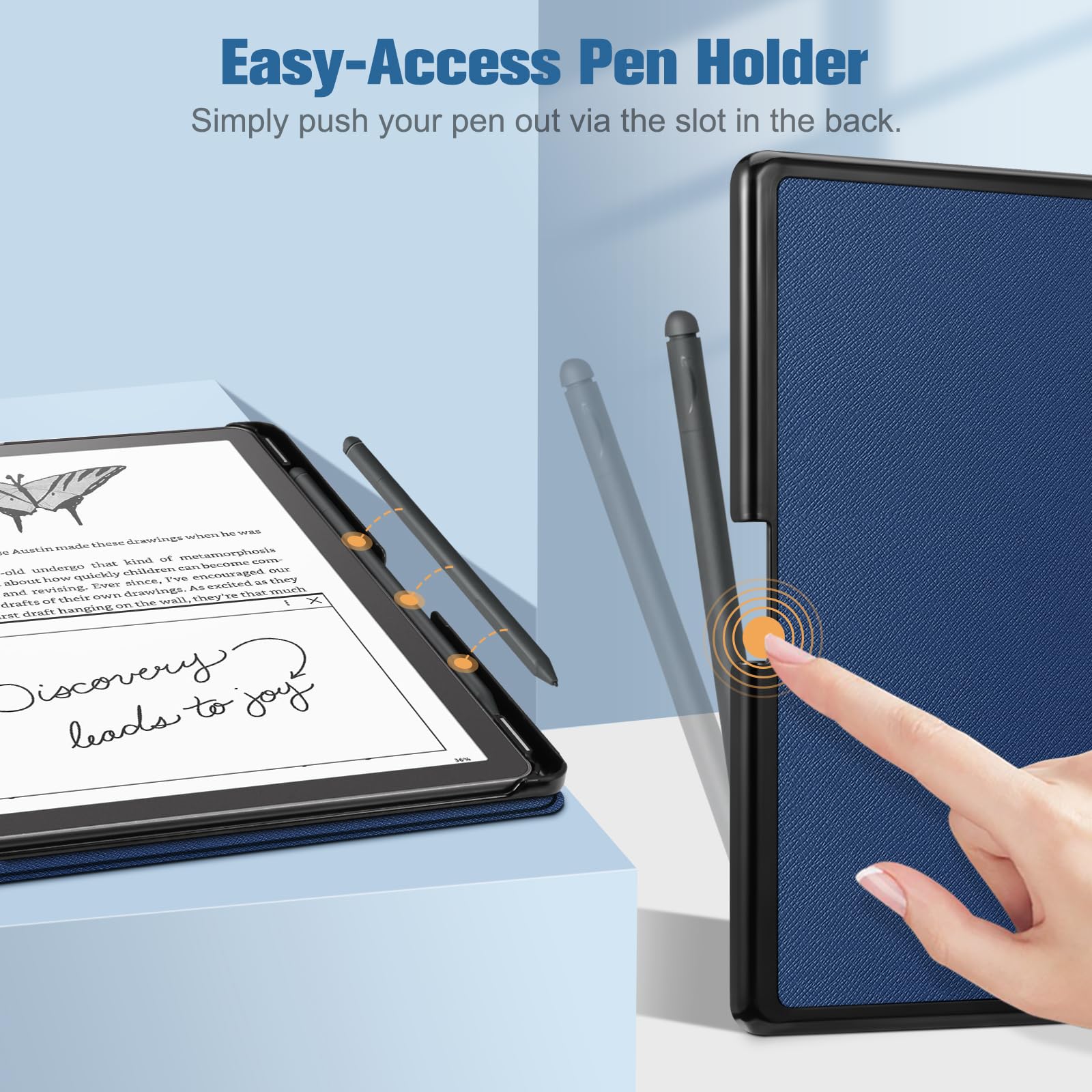 Foto 3 | Funda Fintie Slim De Piel Sintética Para Kindle Scribe De 10,2 Pulgadas, Color Azul - Venta Internacional.