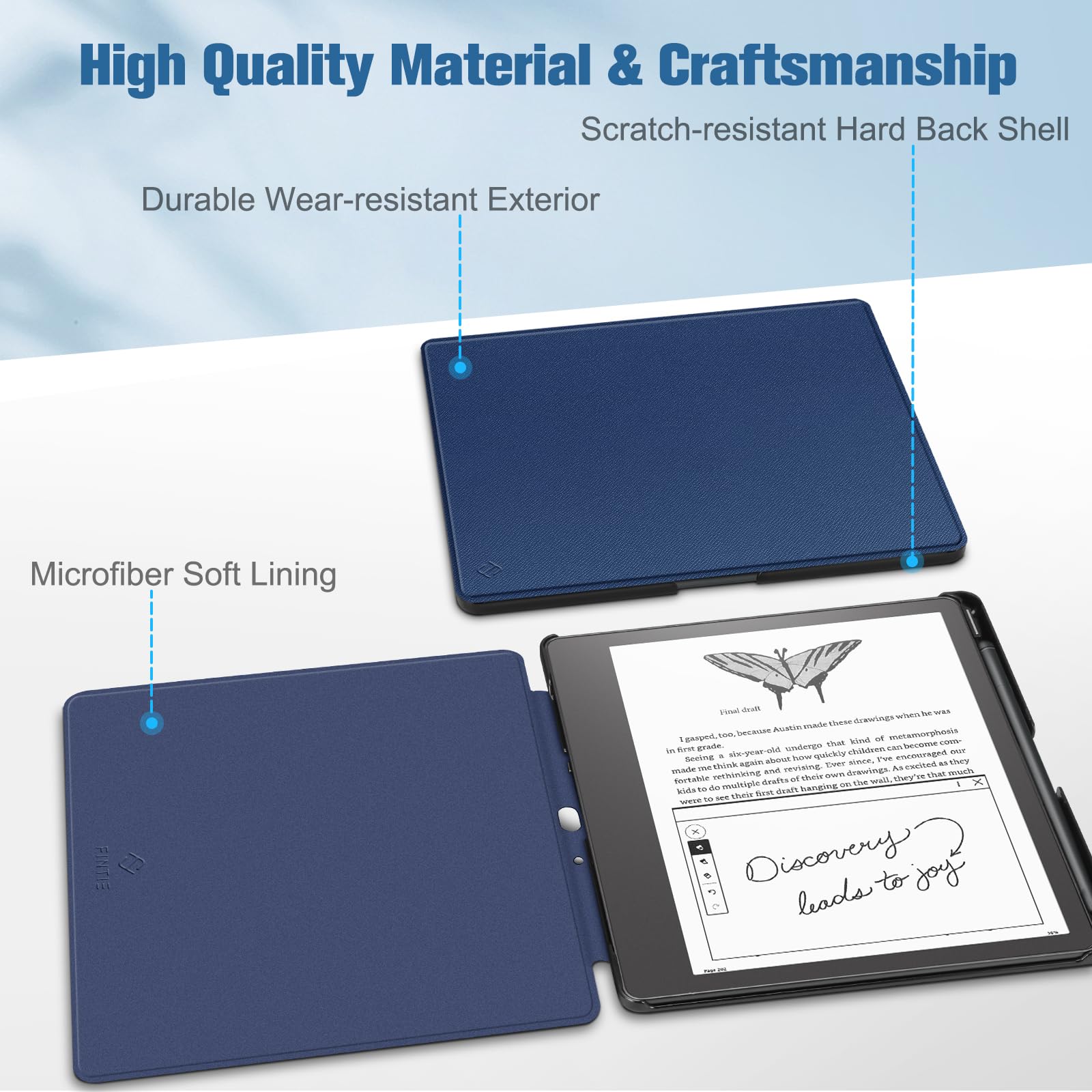 Foto 7 | Funda Fintie Slim De Piel Sintética Para Kindle Scribe De 10,2 Pulgadas, Color Azul - Venta Internacional.