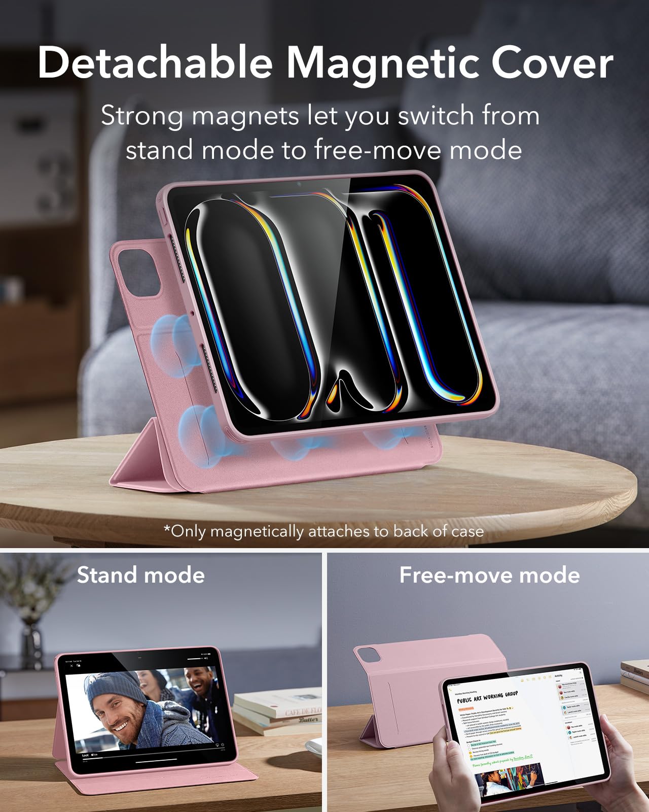 Foto 4 | Funda Esr Para Ipad Pro M4 De 13 Pulgadas (2024) Con Soporte Para Lápices, Color Rosa - Venta Internacional.