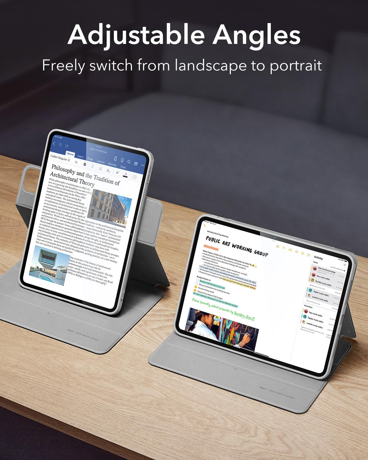 Foto 5 | Funda Esr Para Ipad Pro M4 De 13 Pulgadas (2024) Con Soporte Para Lápices, Color Gris - Venta Internacional.
