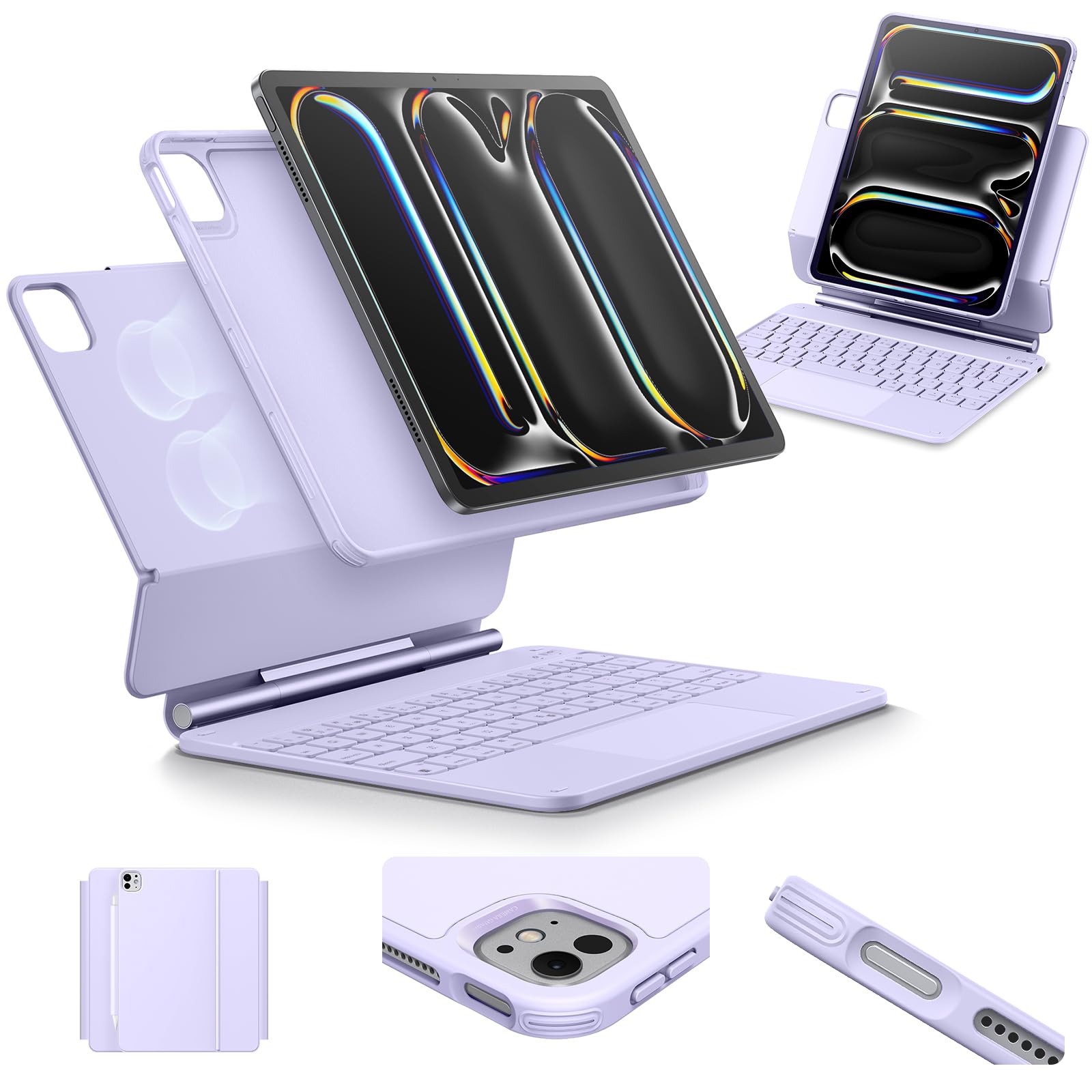 Funda Con Teclado Esr Para Ipad Pro De 11 Pulgadas Con Soporte De Quinta Generación, Color Morado - Venta Internacional
