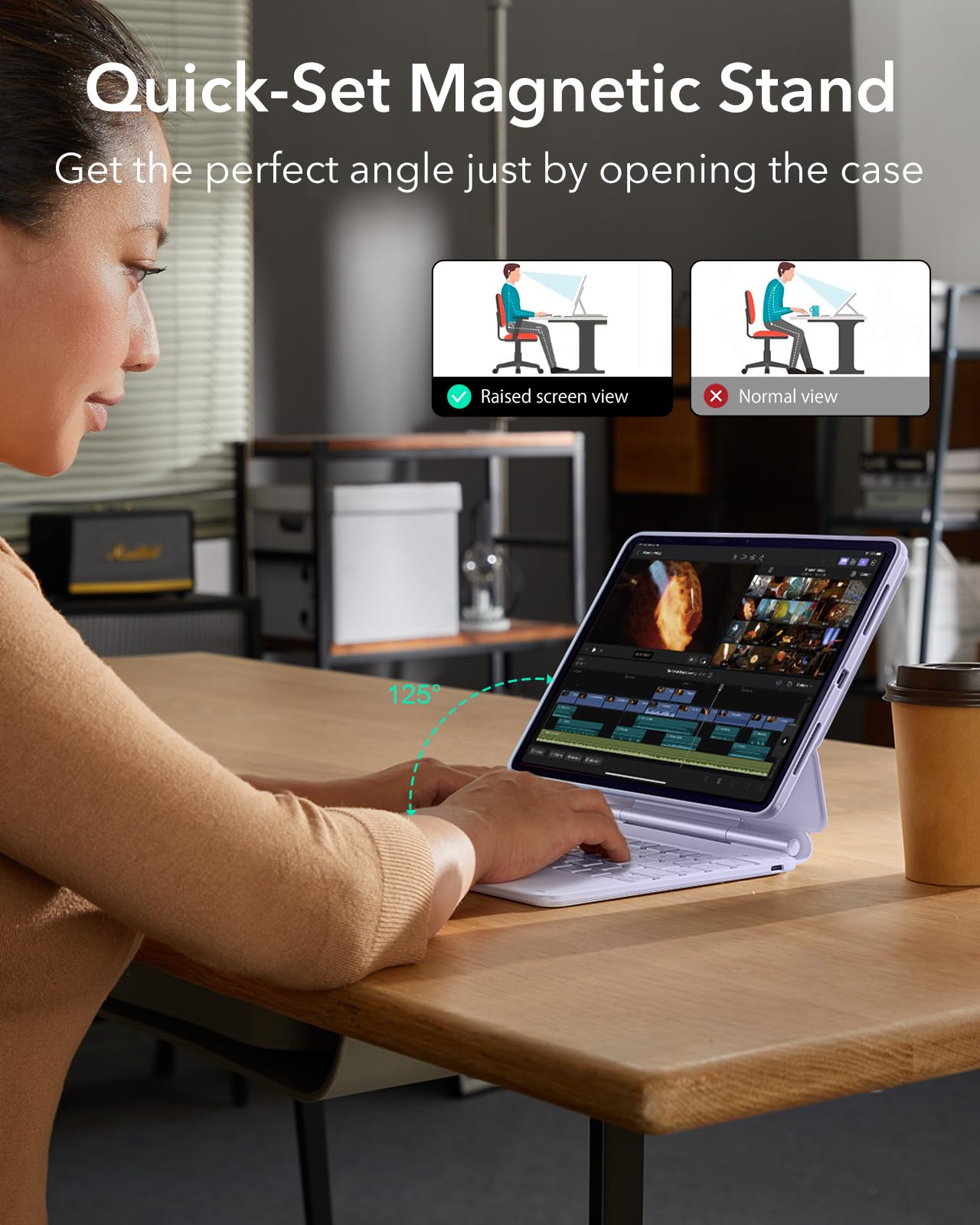 Foto 6 pulgar | Funda Con Teclado Esr Para Ipad Pro De 11 Pulgadas Con Soporte De Quinta Generación, Color Morado - Venta Internacional