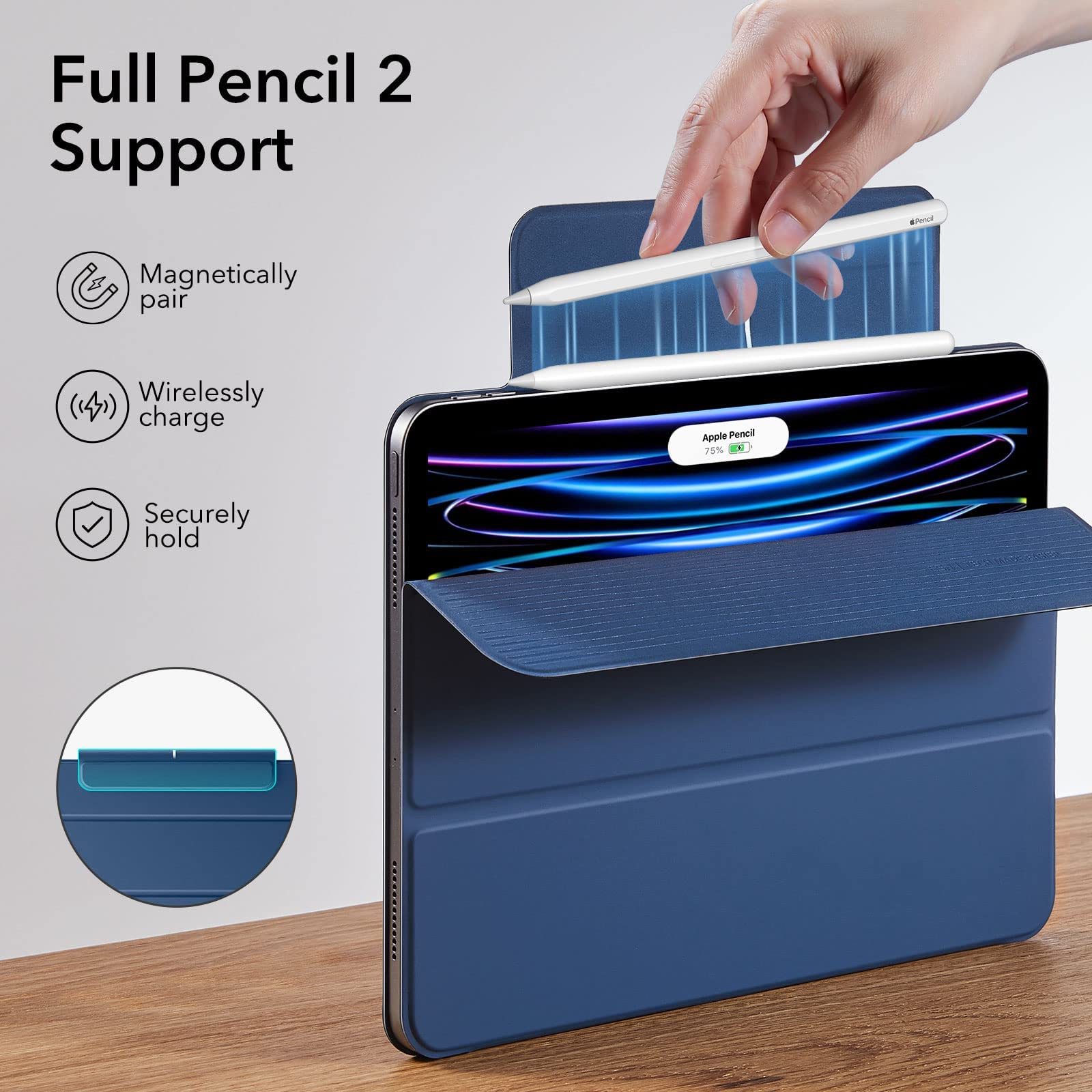 Foto 5 pulgar | Funda Esr Rebound Magnetic Para Ipad Pro 11'' (06/2020), Color Azul Marino - Venta Internacional.