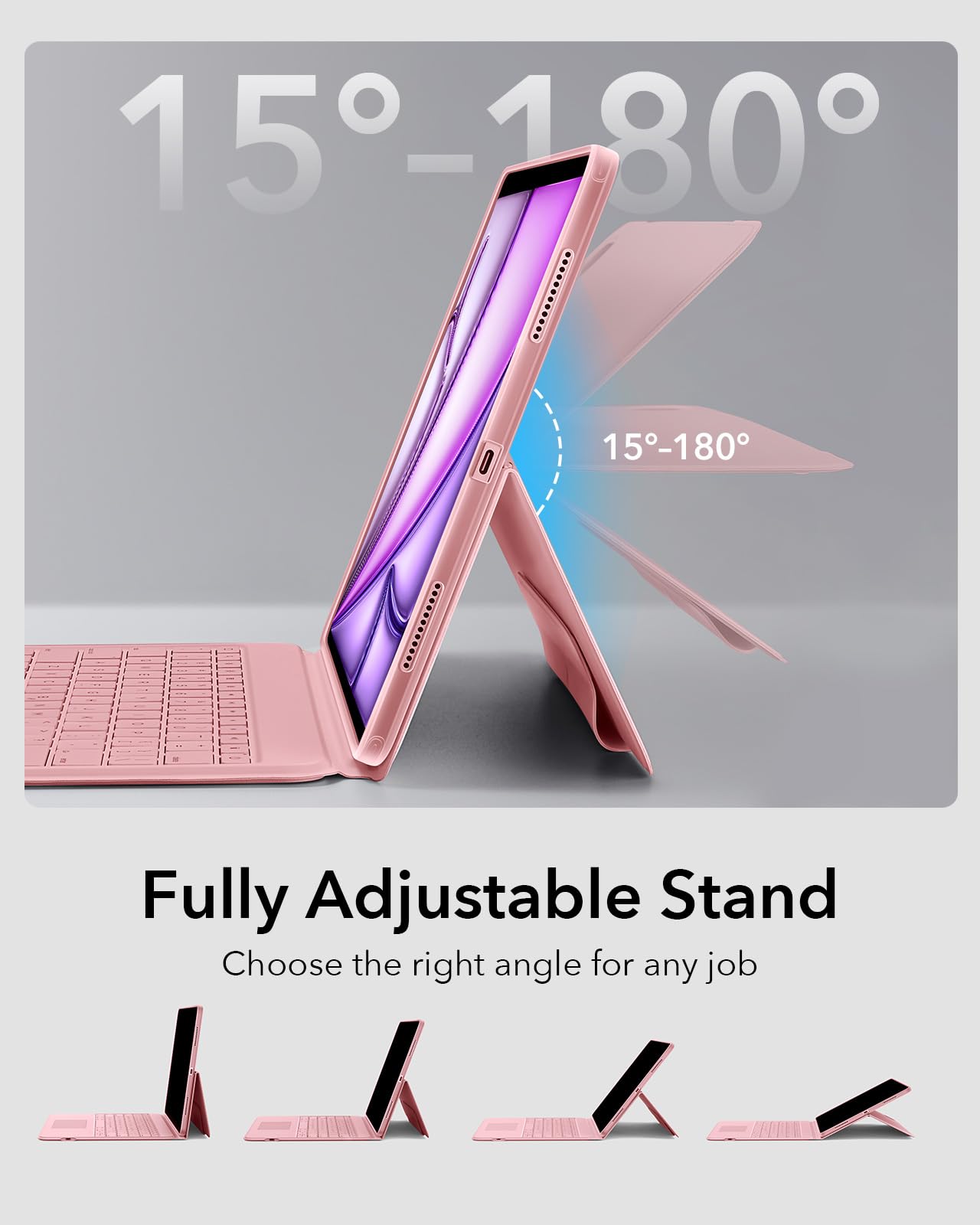 Foto 5 pulgar | Funda Con Teclado Esr Ascend Para Ipad Air De 13 Pulgadas Con Teclado Rosa - Venta Internacional.