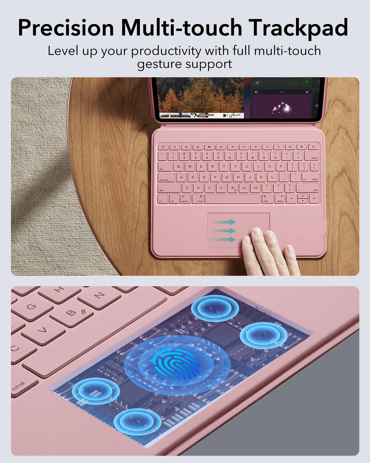 Foto 6 pulgar | Funda Con Teclado Esr Ascend Para Ipad Air De 13 Pulgadas Con Teclado Rosa - Venta Internacional.