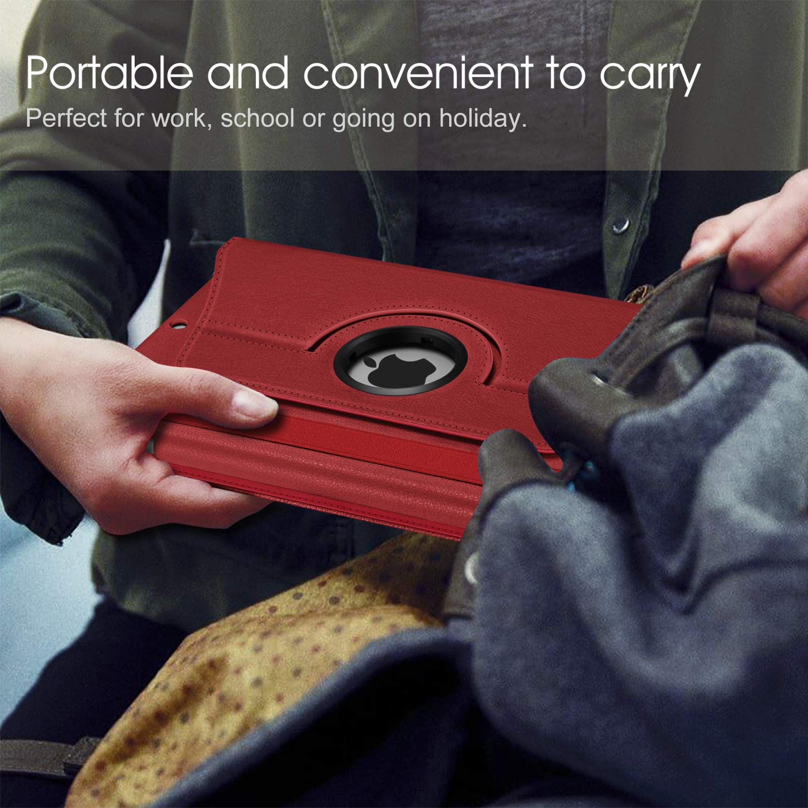 Foto 7 | Funda Giratoria Fintie Para Ipad De 9ª, 8ª Y 7ª Generación De 10,2 Pulgadas, Color Rojo Amapola - Venta Internacional.