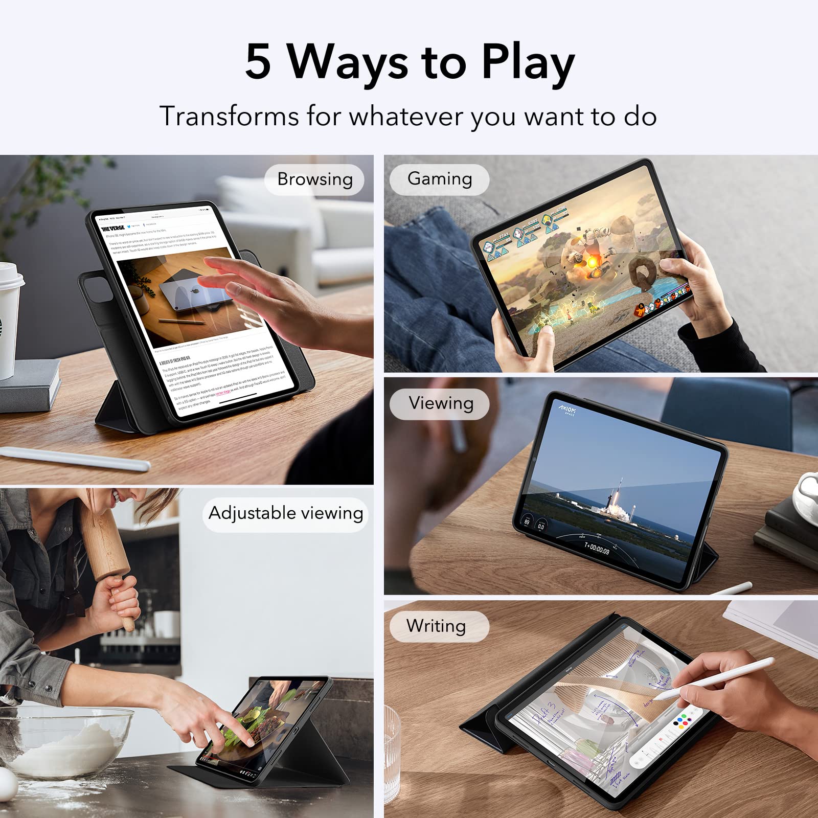 Foto 7 | Funda Esr Para Ipad Pro 12.9 (2022/2021) Con Soporte Para Lápices, Color Negro - Venta Internacional.
