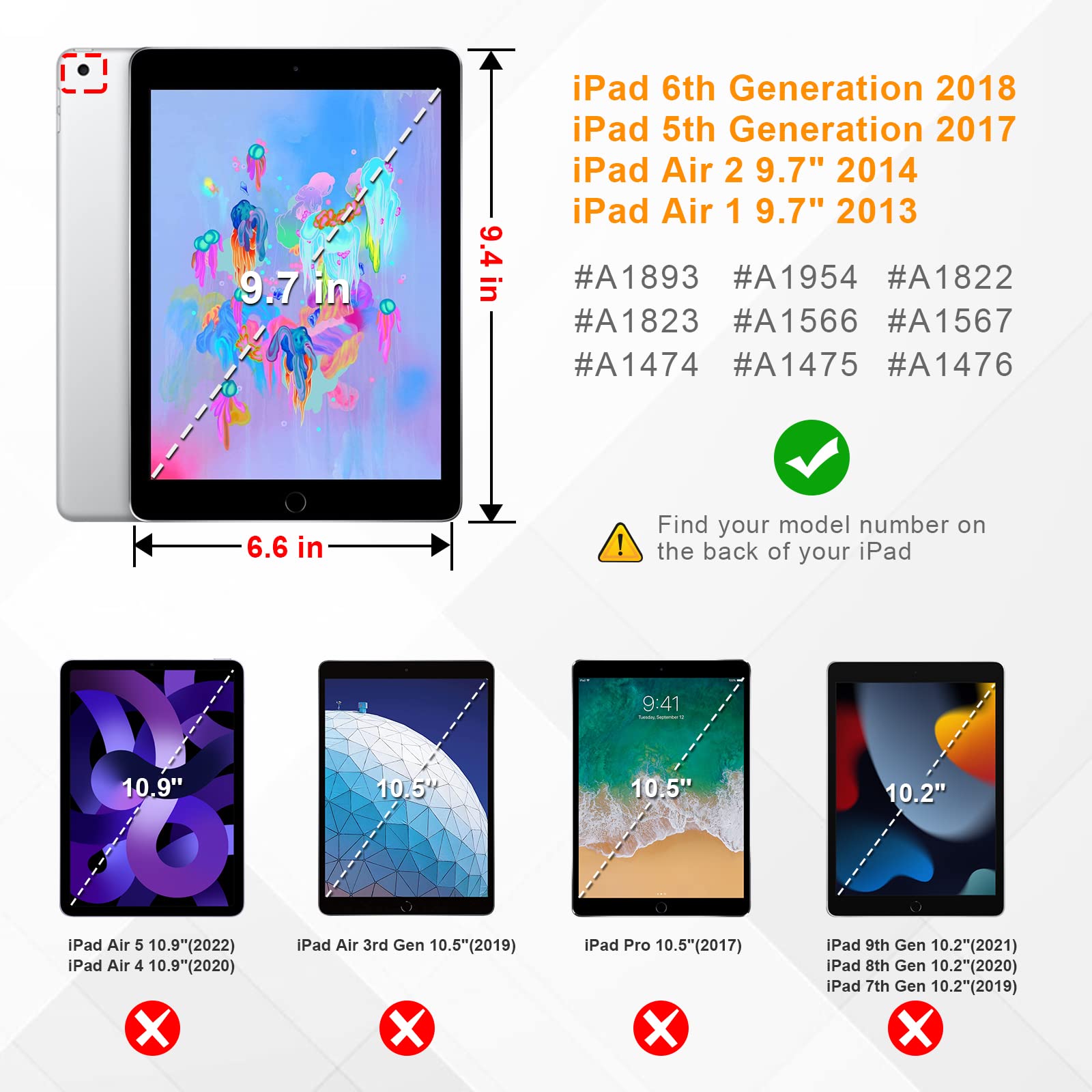 Foto 3 pulgar | Funda Fintie Para Ipad De 6.ª Y 5.ª Generación, Ipad Air 2/air 1 9.7 - Venta Internacional.