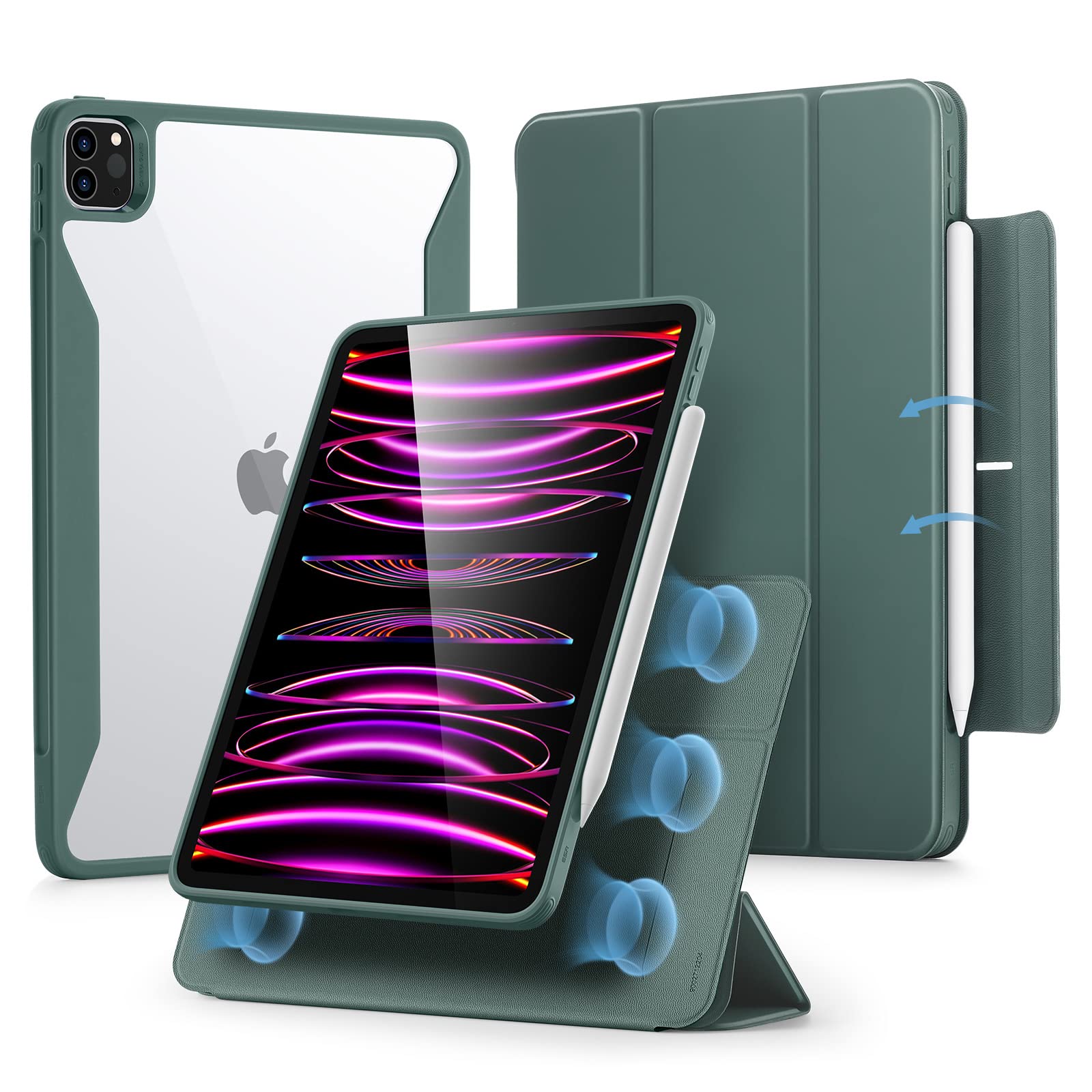 Funda Esr Para Ipad Pro 12.9 (2022/2021) Con Soporte Para Lápices, Color Verde - Venta Internacional.