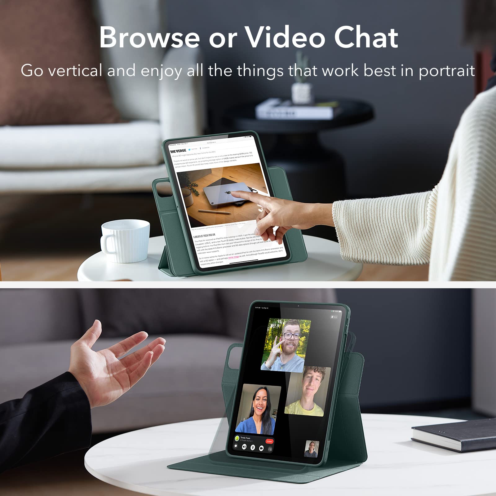 Foto 4 | Funda Esr Para Ipad Pro 12.9 (2022/2021) Con Soporte Para Lápices, Color Verde - Venta Internacional.
