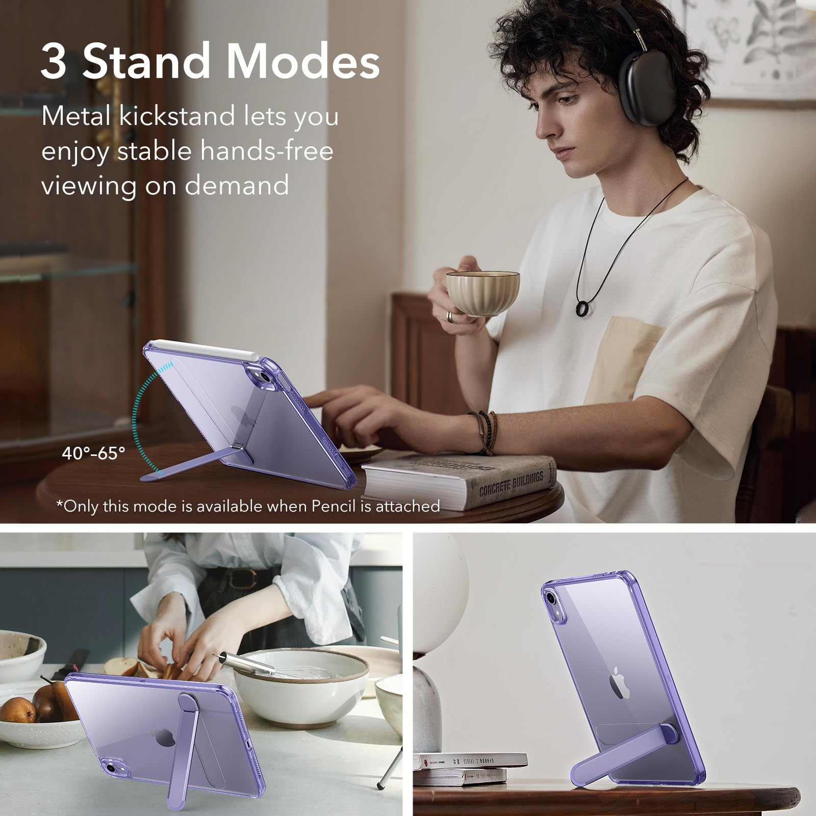 Foto 4 | Funda Esr Para Ipad Mini 7 A17 Pro, Ipad Mini De 7.ª Y 6.ª Generación, Color Morado - Venta Internacional.