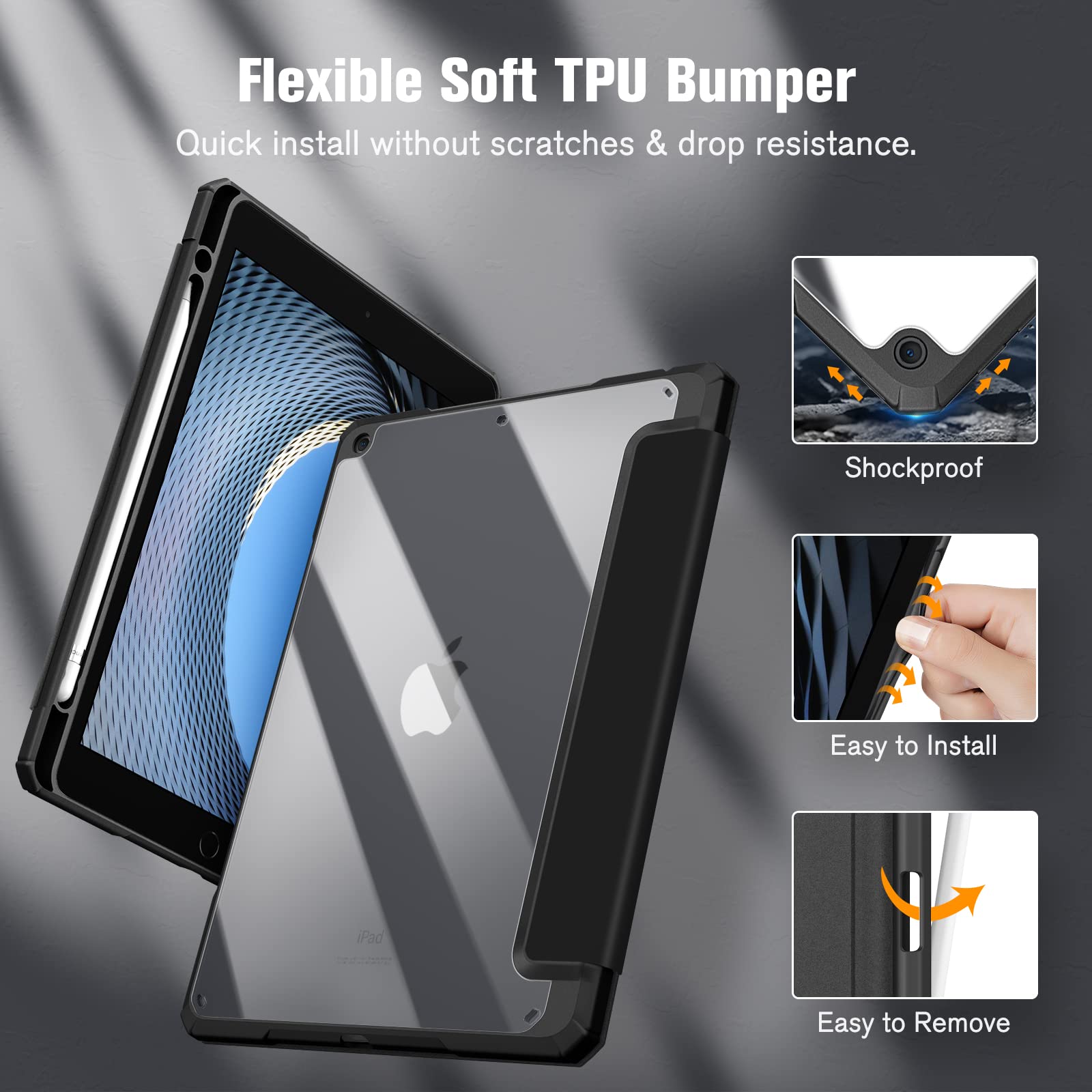 Foto 6 pulgar | Funda Fintie Hybrid Slim Para Ipad 9ª, 8ª Y 7ª Generación De 10,2 Pulgadas, Color Negro - Venta Internacional.