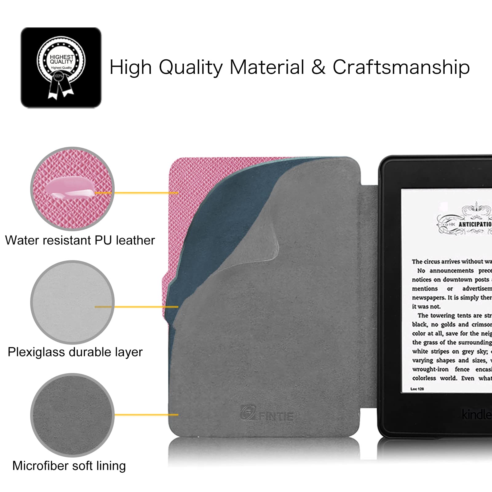 Foto 4 | Funda Fintie Slimshell Para Kindle Paperwhite 2012-2017, Color Rosa - Venta Internacional.