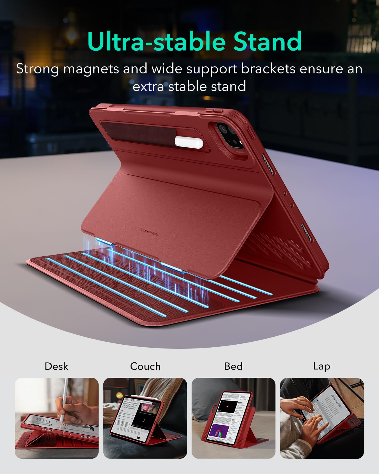 Foto 5 pulgar | Funda Esr Shift Magnetic Para Ipad Pro 12.9 (6.ª Y 5.ª Gen.), Color Rojo - Venta Internacional.