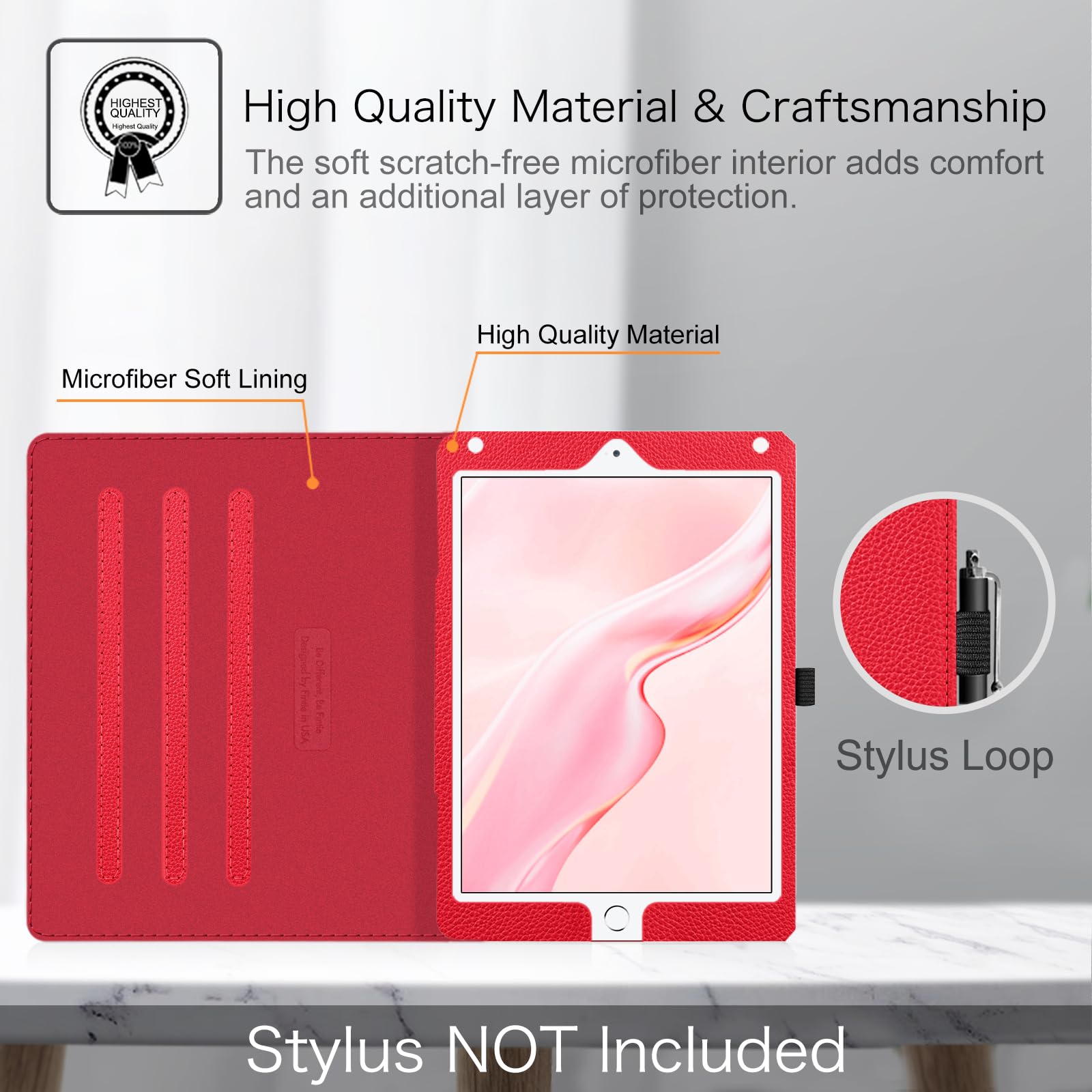 Foto 6 | Funda Fintie Para Ipad De 6.ª Y 5.ª Generación, Ipad Air 2/air 1, Color Rojo - Venta Internacional.