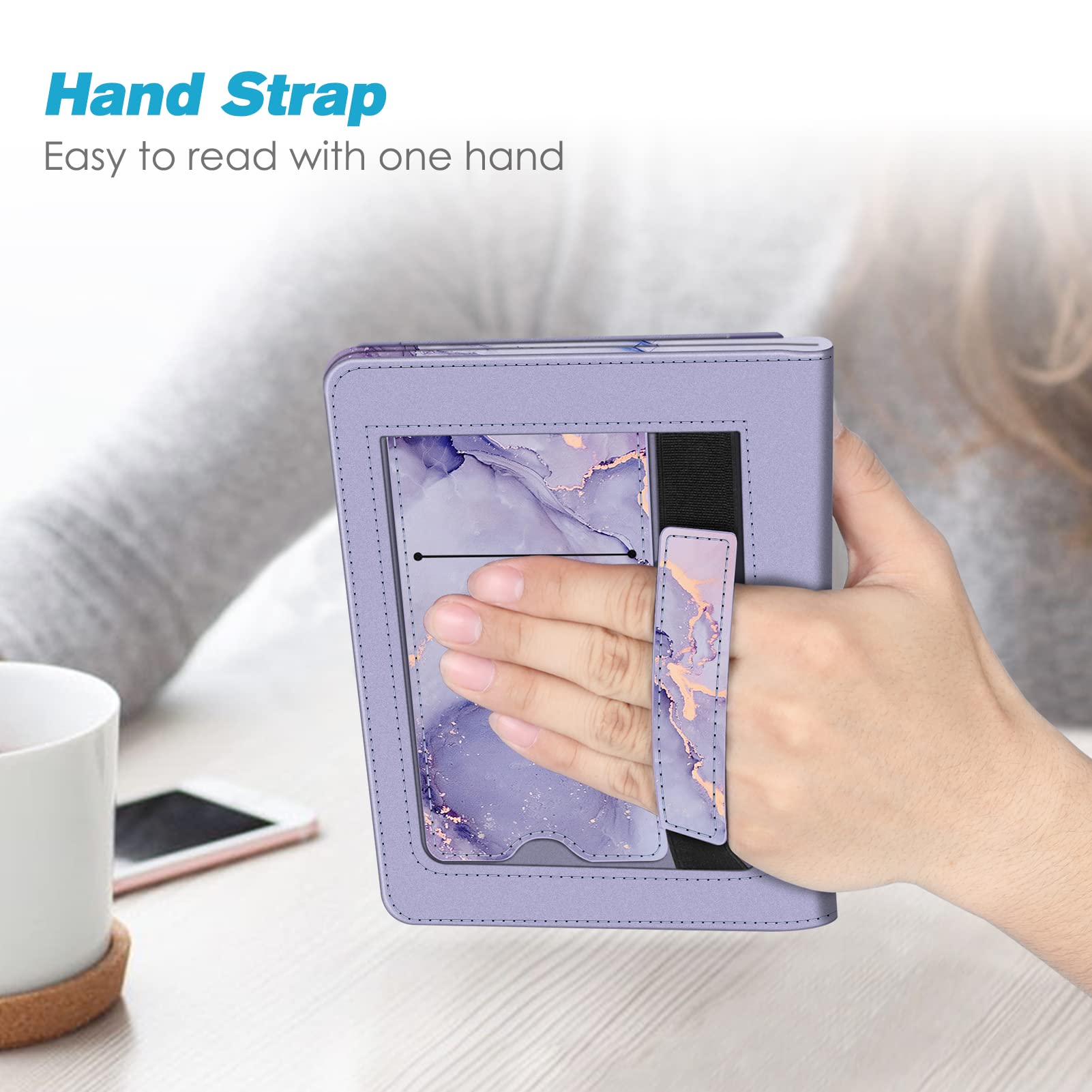 Foto 7 pulgar | Funda Con Soporte Fintie Para Kindle Paperwhite 6 10.ª Generación, Color Lila Y Mármol - Venta Internacional.