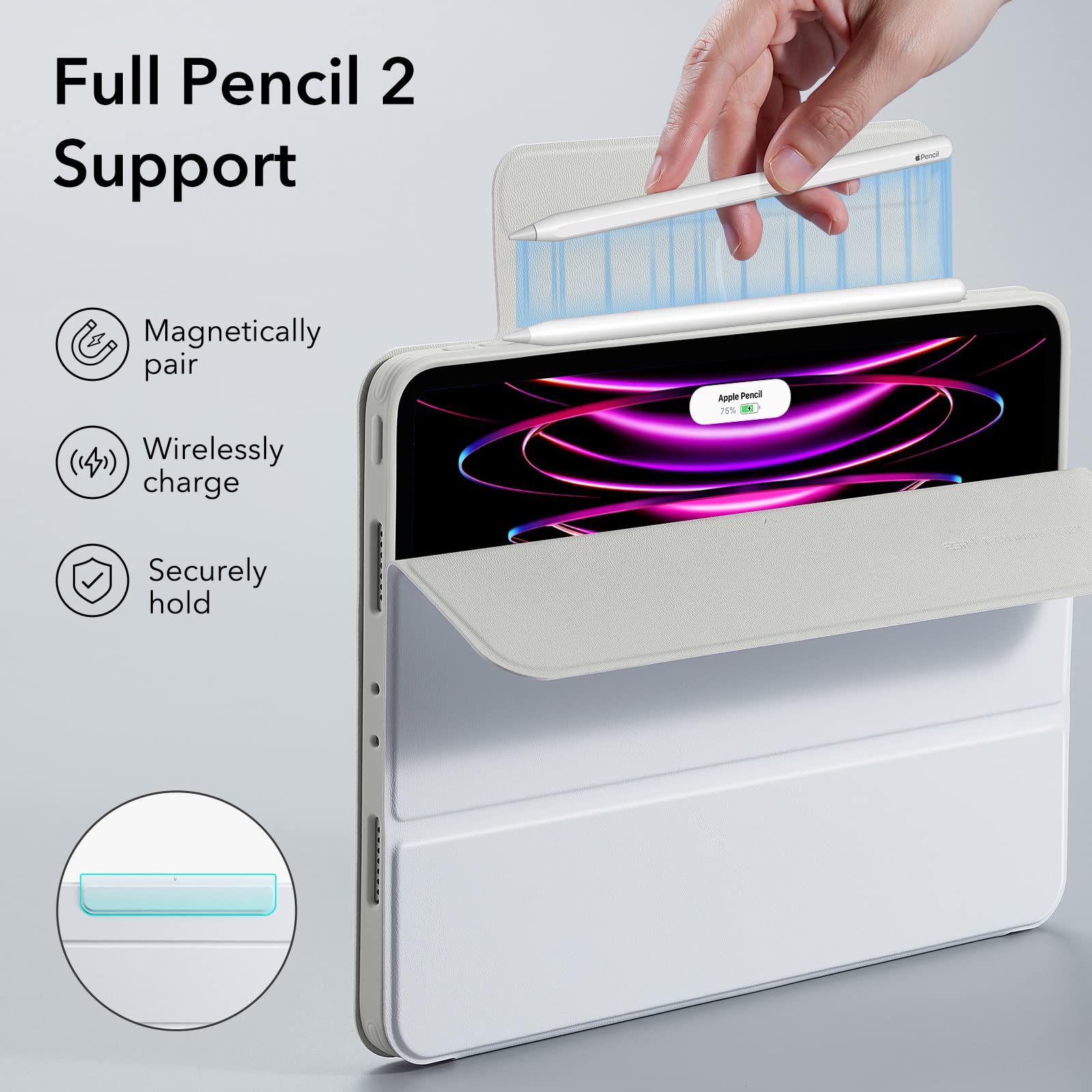 Foto 6 | Funda Esr Para Ipad Pro 12.9 (2022/2021) Con Soporte Para Lápices, Color Blanco - Venta Internacional.