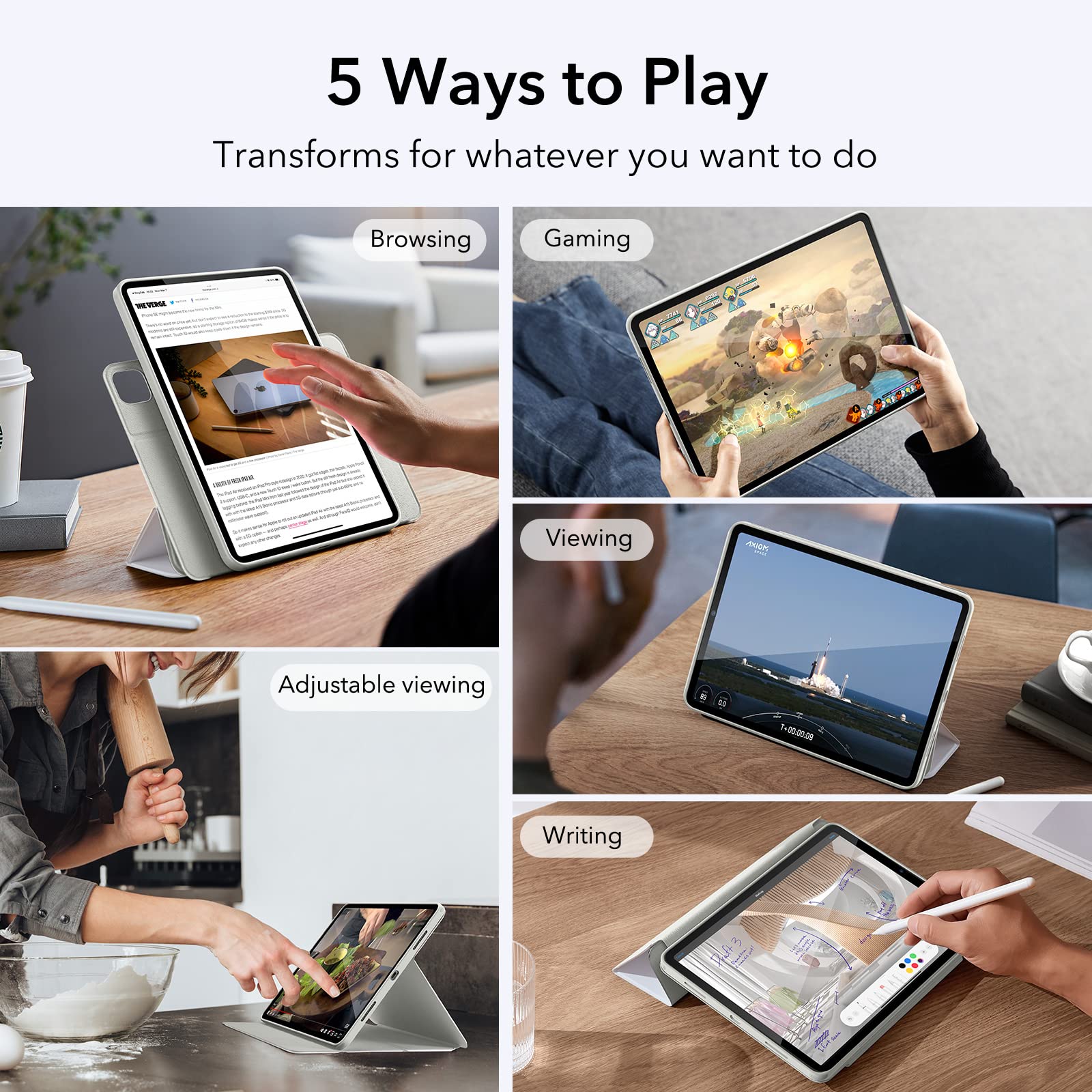 Foto 7 | Funda Esr Para Ipad Pro 12.9 (2022/2021) Con Soporte Para Lápices, Color Blanco - Venta Internacional.