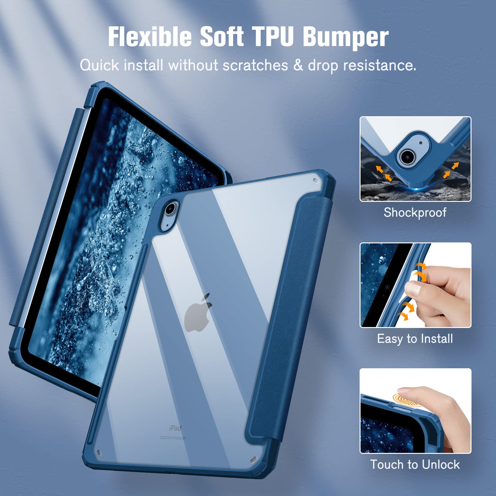 Foto 5 pulgar | Funda Fintie Hybrid Slim Para Ipad 11.ª Generación De 11 Pulgadas, Color Azul Marino - Venta Internacional.