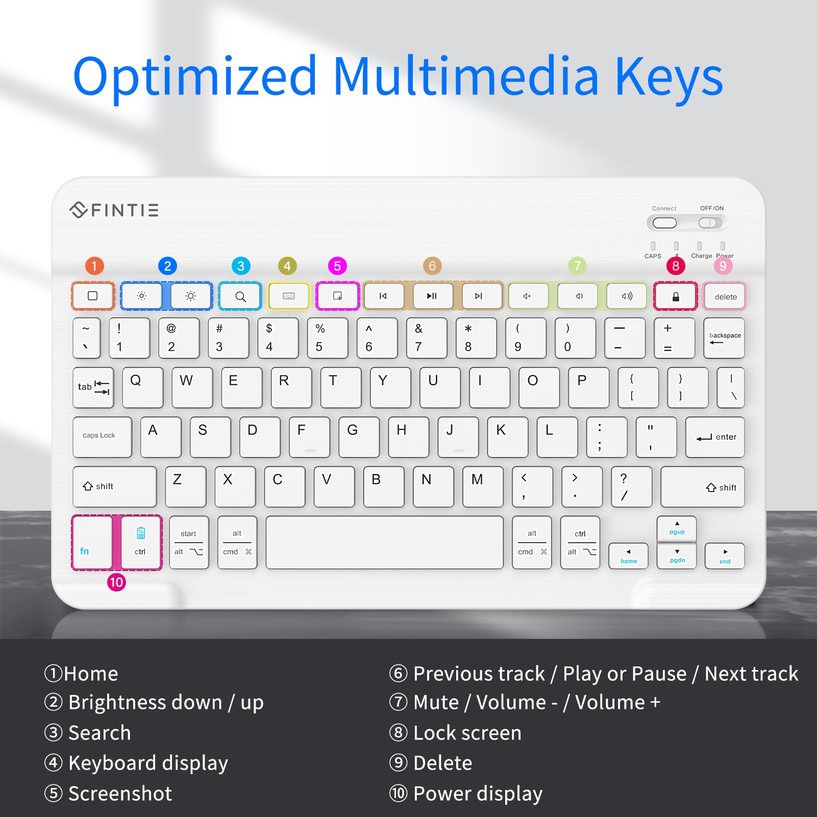 Foto 7 pulgar | Teclado Bluetooth Inalámbrico Fintie De 10 Pulgadas Para Ipad Blanco - Venta Internacional.