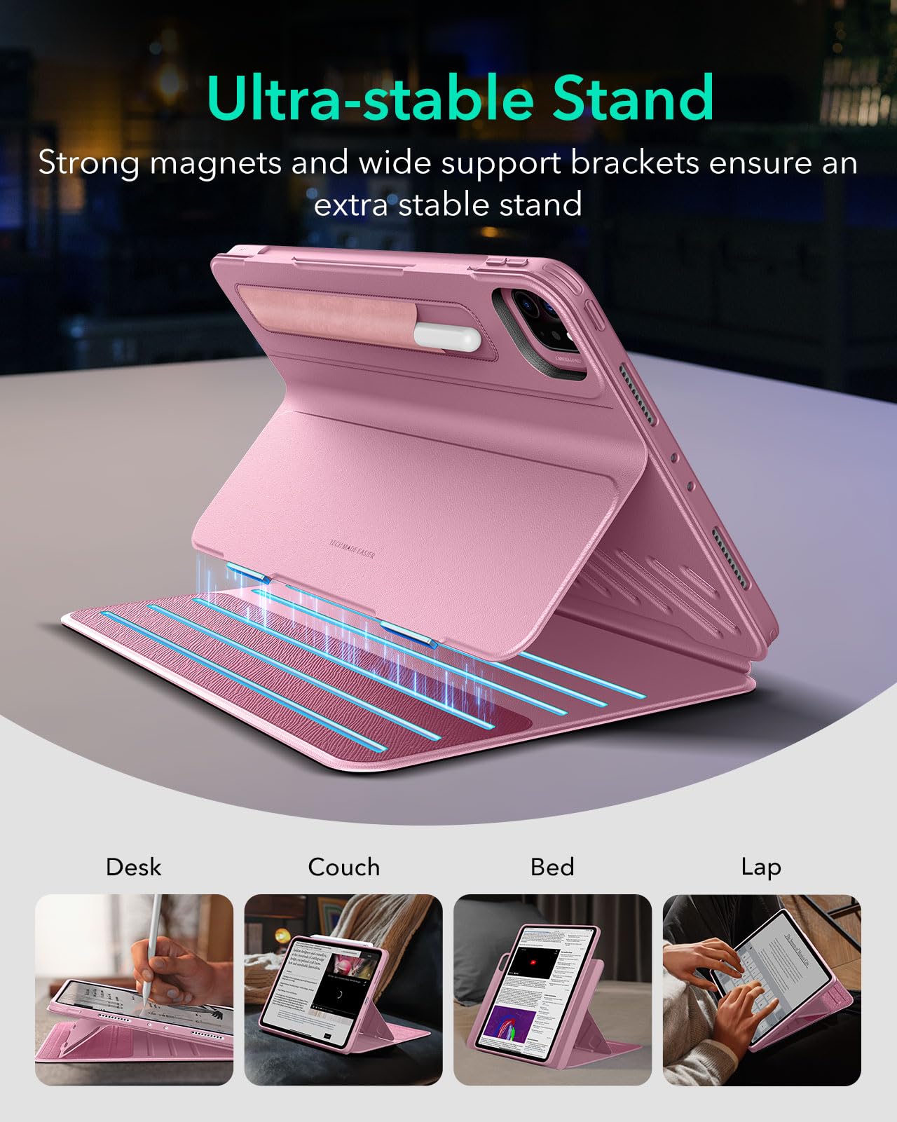 Foto 4 pulgar | Funda Esr Para Ipad Pro 12.9 (6.ª Y 5.ª Gen., 2022/2021), Color Rosa - Venta Internacional.