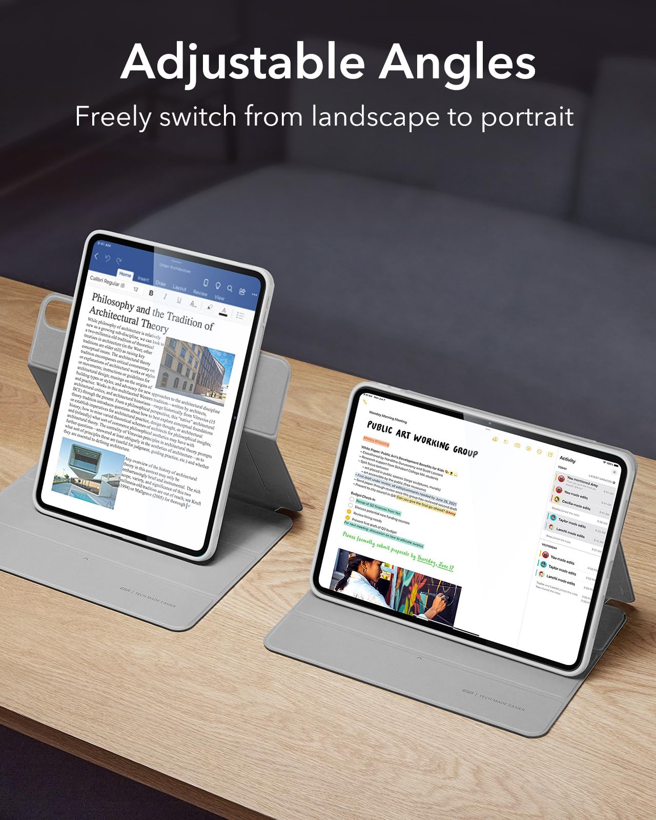 Foto 5 | Funda Para Ipad Air Esr De 13 Pulgadas (2025/2024) Con Soporte Para Lápices, Color Gris - Venta Internacional.