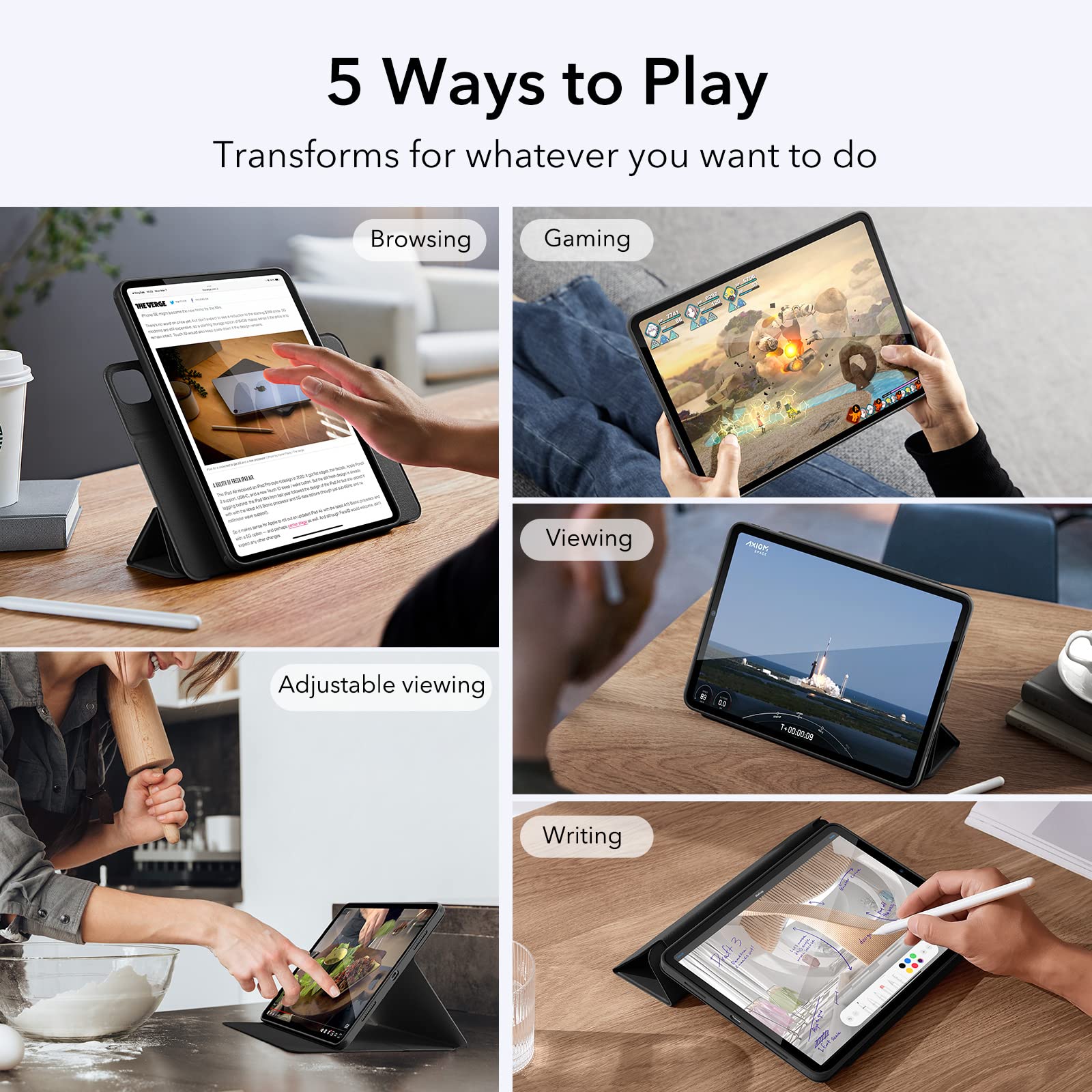 Foto 7 | Funda Esr Para Ipad Pro 12.9 (2022/2021) Con Soporte Para Lápices, Color Negro - Venta Internacional.