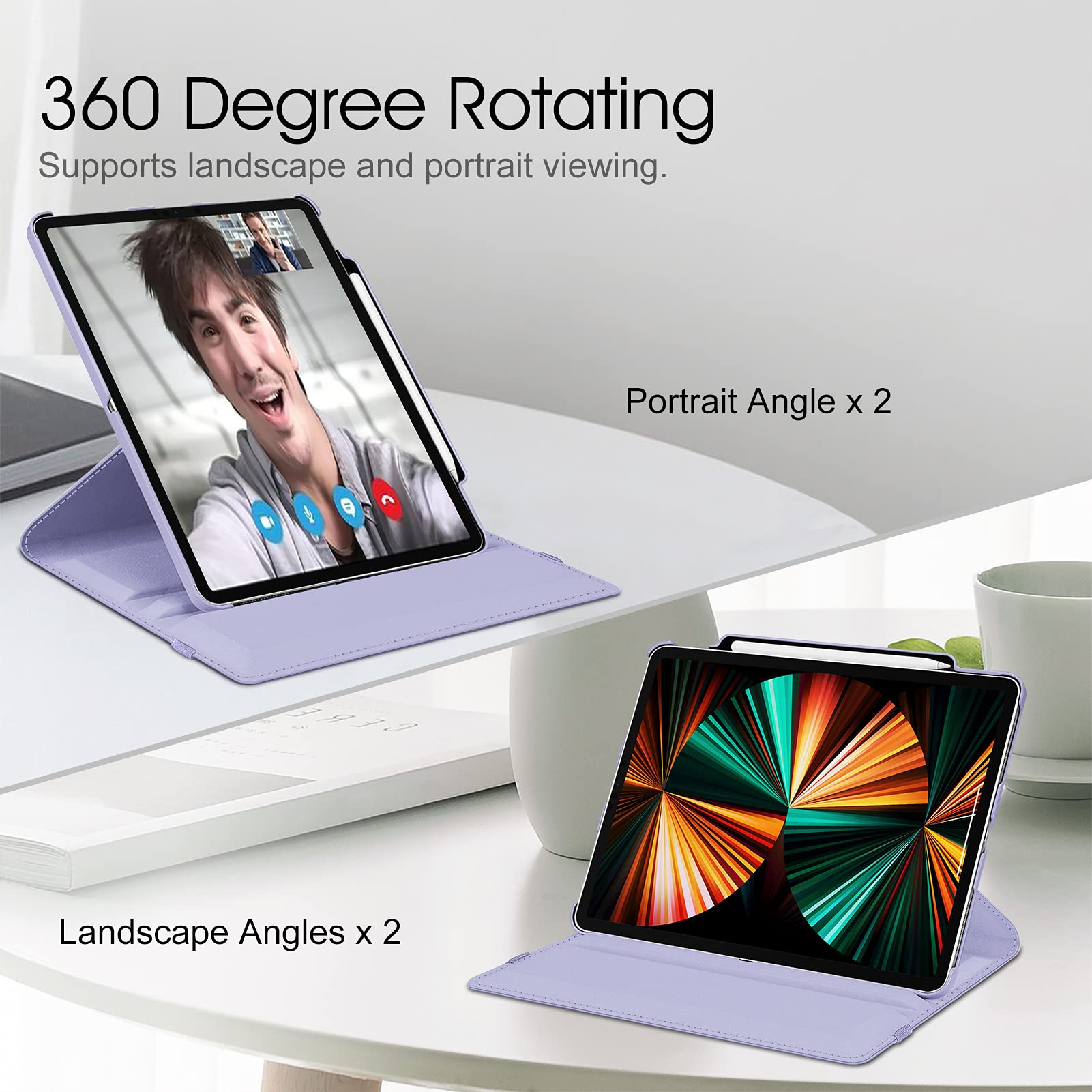 Foto 4 | Funda Giratoria Fintie Para Ipad Pro 12,9'' (6.ª Generación De 2022), Color Lila Y Morado - Venta Internacional.
