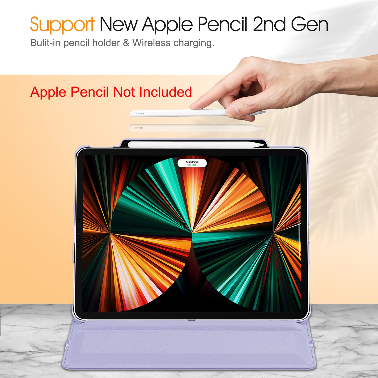 Foto 7 pulgar | Funda Giratoria Fintie Para Ipad Pro 12,9'' (6.ª Generación De 2022), Color Lila Y Morado - Venta Internacional.