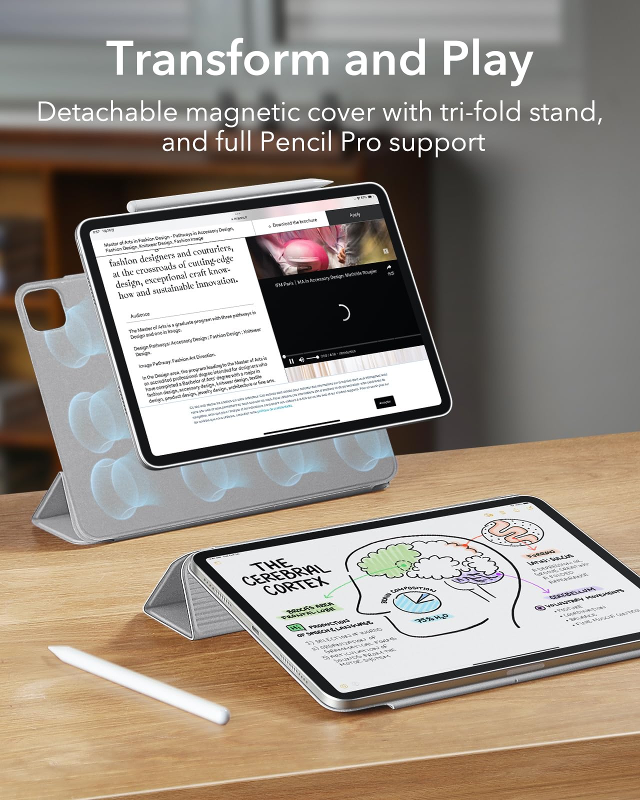 Foto 4 pulgar | Funda Esr Rebound Series Para Ipad Air 13 Y Ipad Pro 12.9 Gris - Venta Internacional.