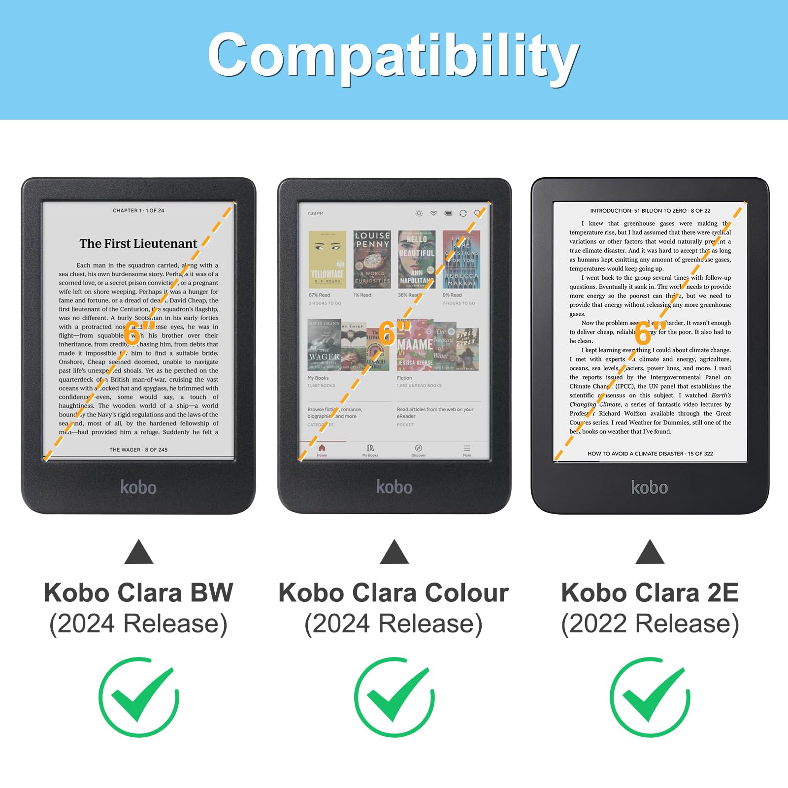 Foto 3 pulgar | Funda Fintie para Kobo Clara 6 Pugadas 2024 / Clara 2E 2022 - Venta Internacional