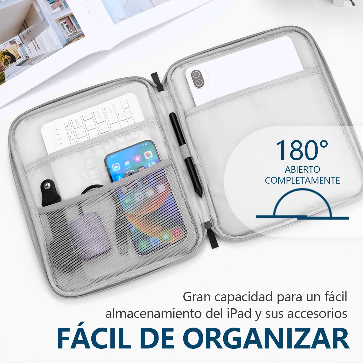 Foto 4 pulgar | Funda De Ipad Pro/air 12.9 Lab.g Alta Calidad Impermeable Durable Gris Claro