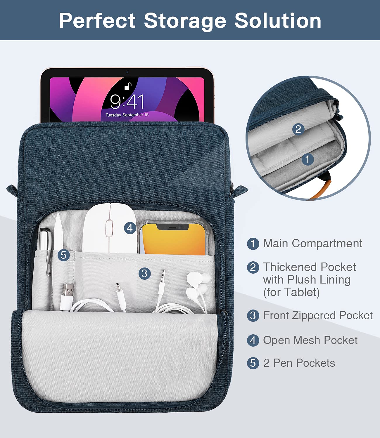 Foto 6 pulgar | Funda Para Tableta Moko Ipad Pro M4/air M2 Indigo De 9-11 Pulgadas - Venta Internacional.