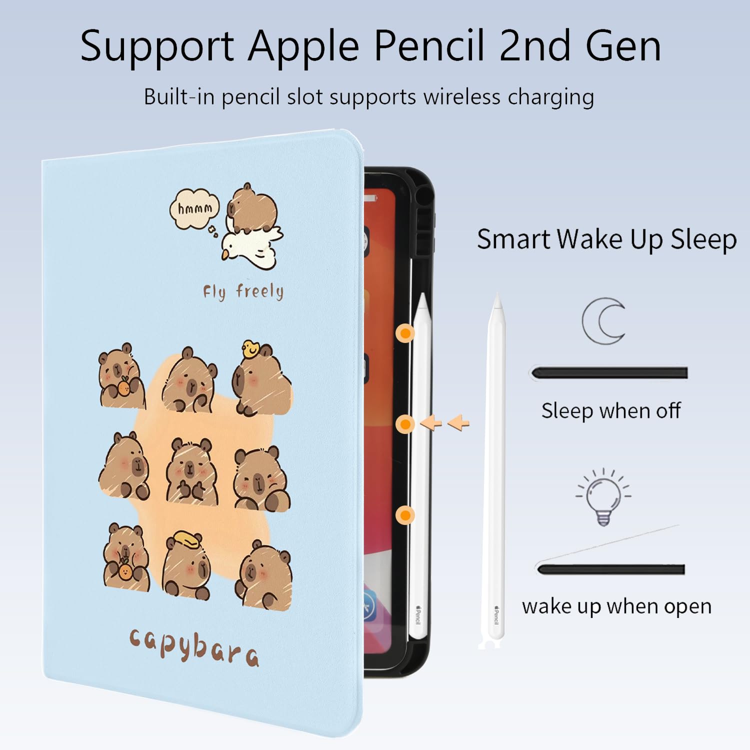 Foto 4 pulgar | Funda Para Ipad Luminousguard Cute Kawaii Capybara 10.9'' 2022 Azul - Venta Internacional.
