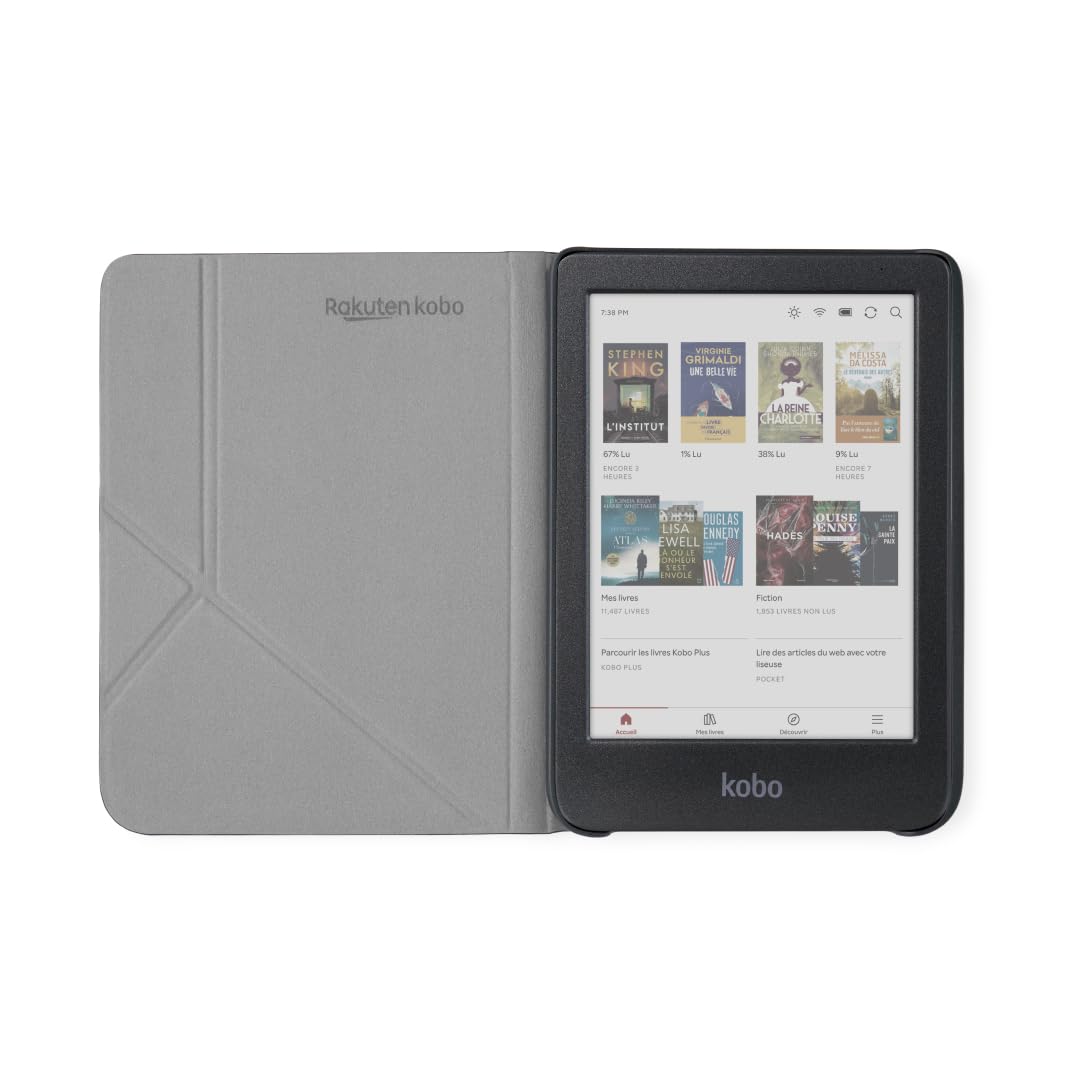 Foto 3 | Funda Sleepcover Para Kobo Clara, Color Blanco Y Negro Con Soporte, Piel Vegana - Venta Internacional.