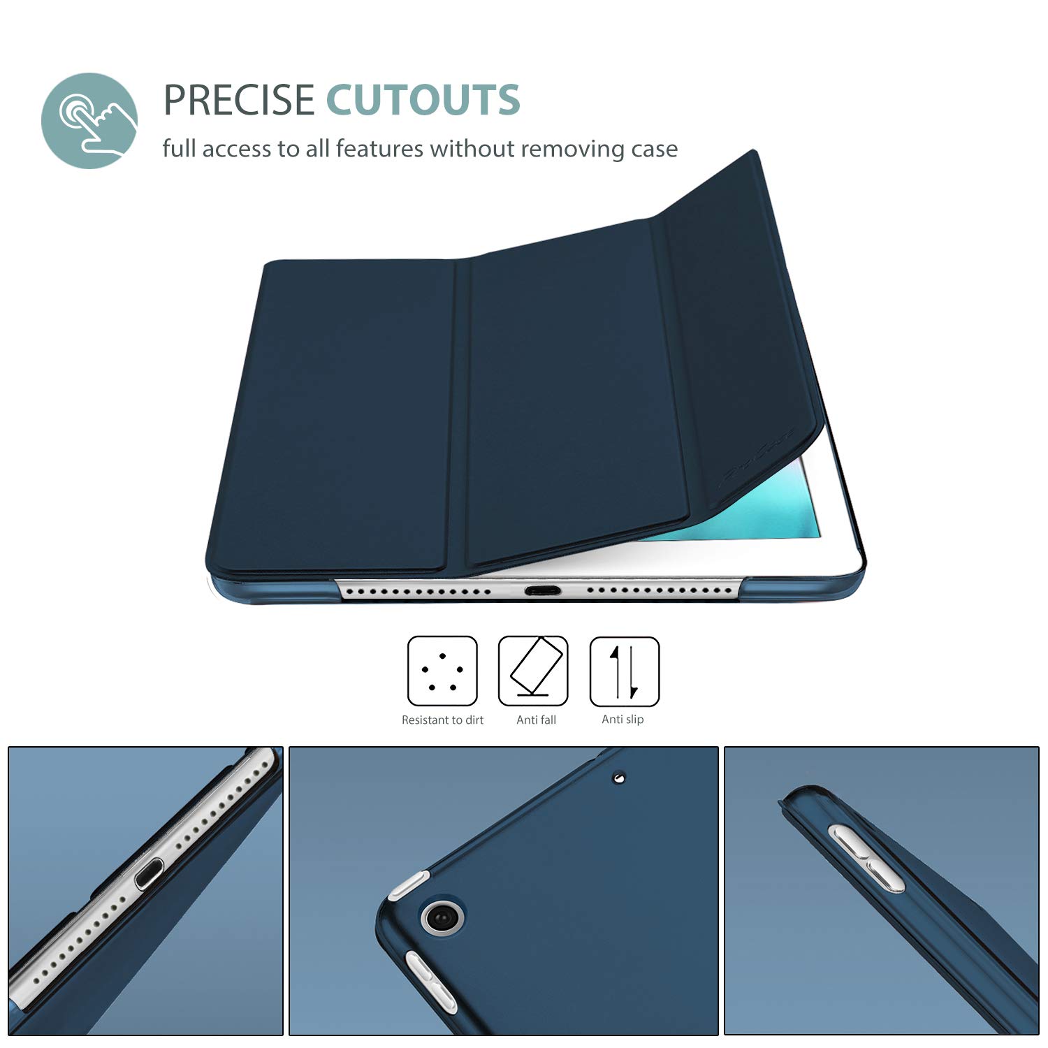 Foto 4 pulgar | Funda Procase Smart Para Ipad Mini 5 2019 De 7.9 Pulgadas, Color Azul Marino - Venta Internacional.