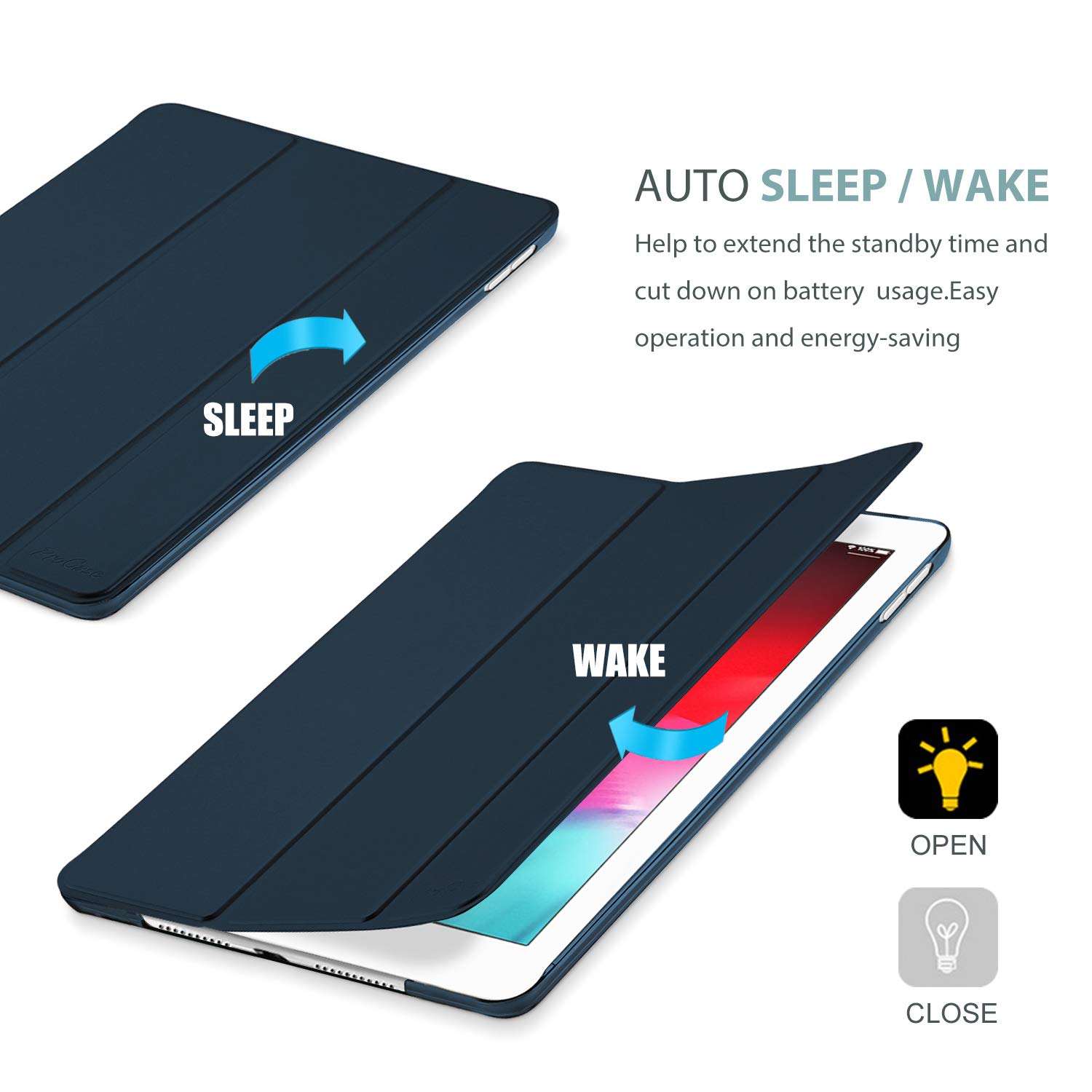 Foto 8 pulgar | Funda Procase Smart Para Ipad Mini 5 2019 De 7.9 Pulgadas, Color Azul Marino - Venta Internacional.