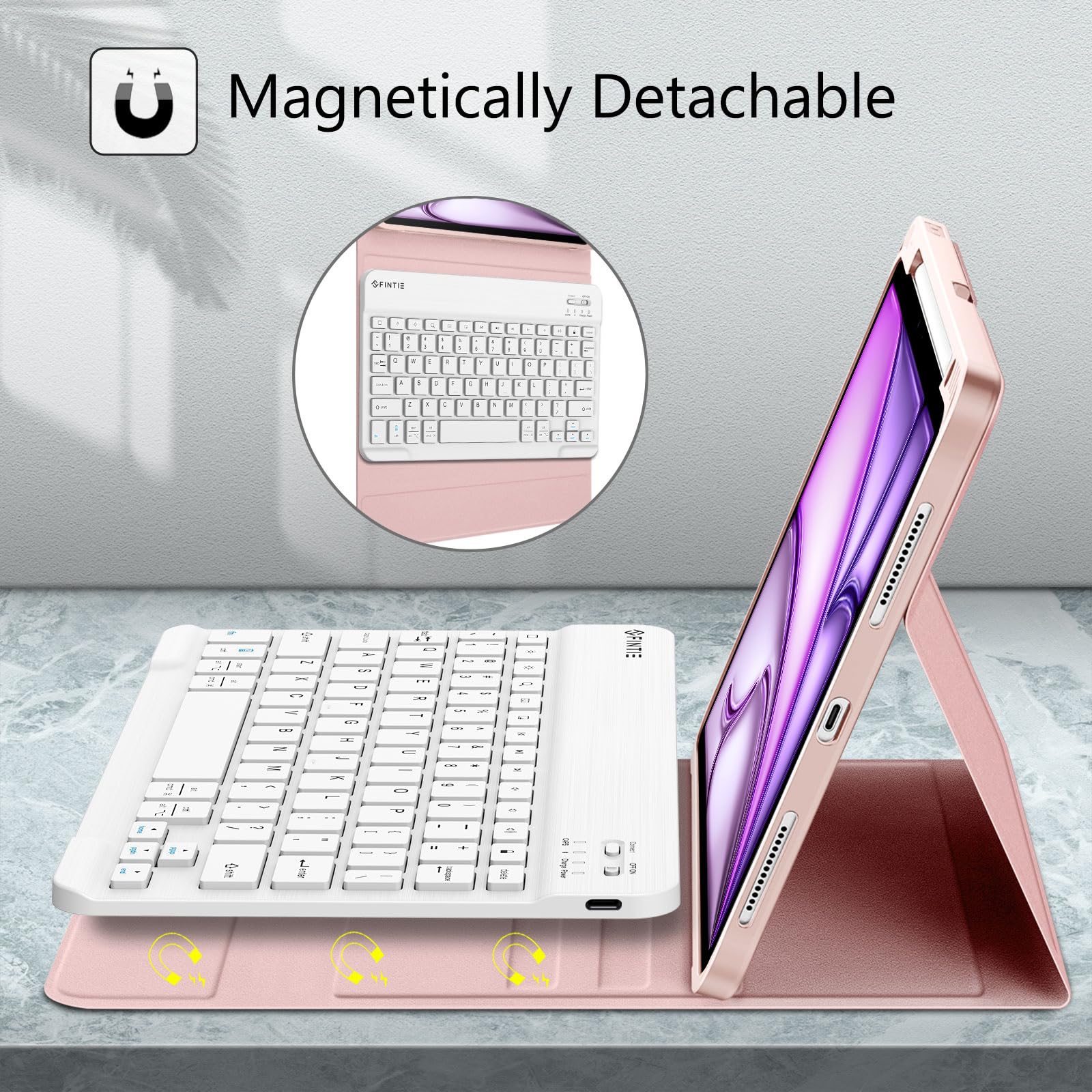 Foto 4 pulgar | Funda Con Teclado Fintie Para Ipad Air De 11 Pulgadas M2 (2024)  Color Dorado Rosa - Venta Internacional.
