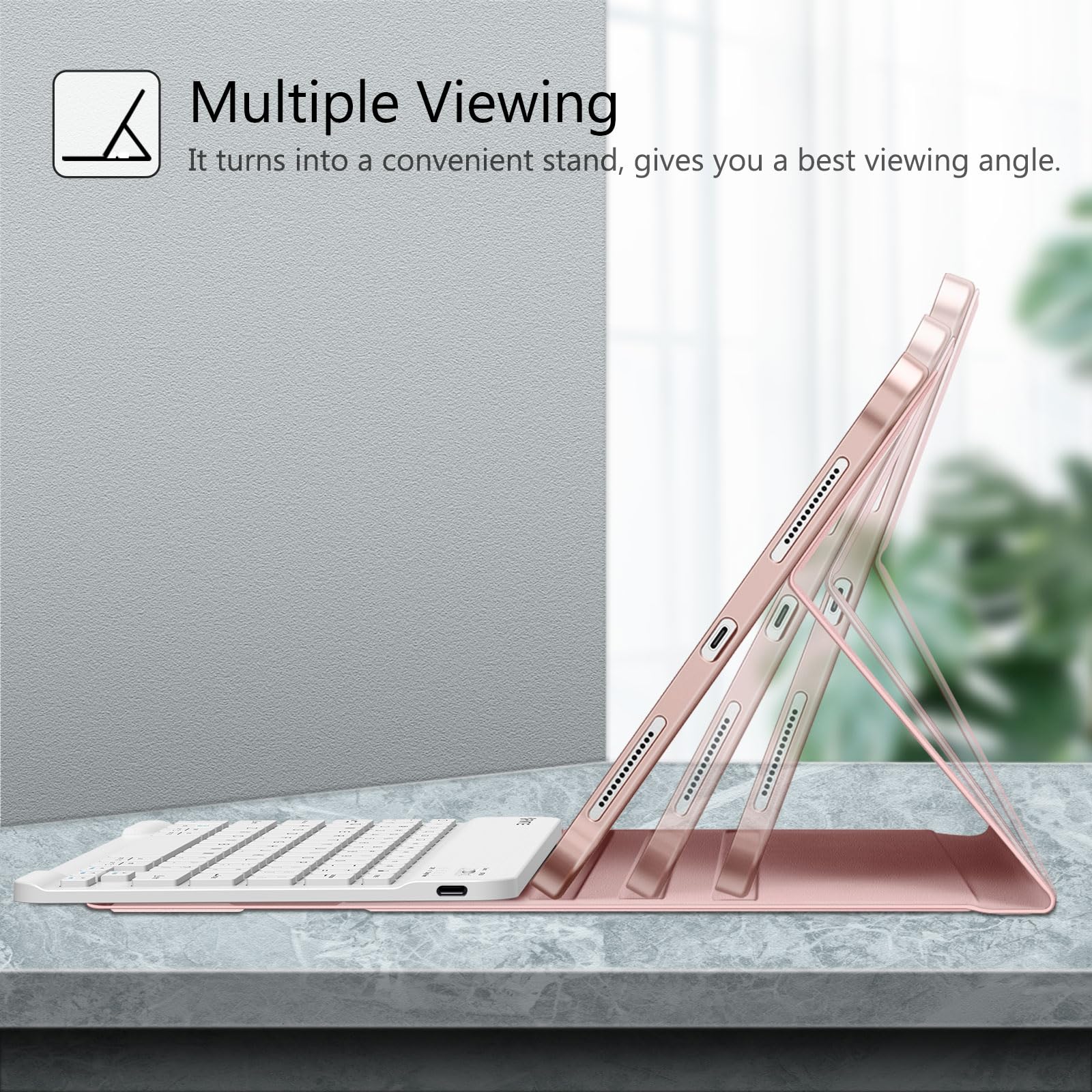Foto 4 | Funda Con Teclado Fintie Para Ipad Air De 11 Pulgadas M2 (2024)  Color Dorado Rosa - Venta Internacional.